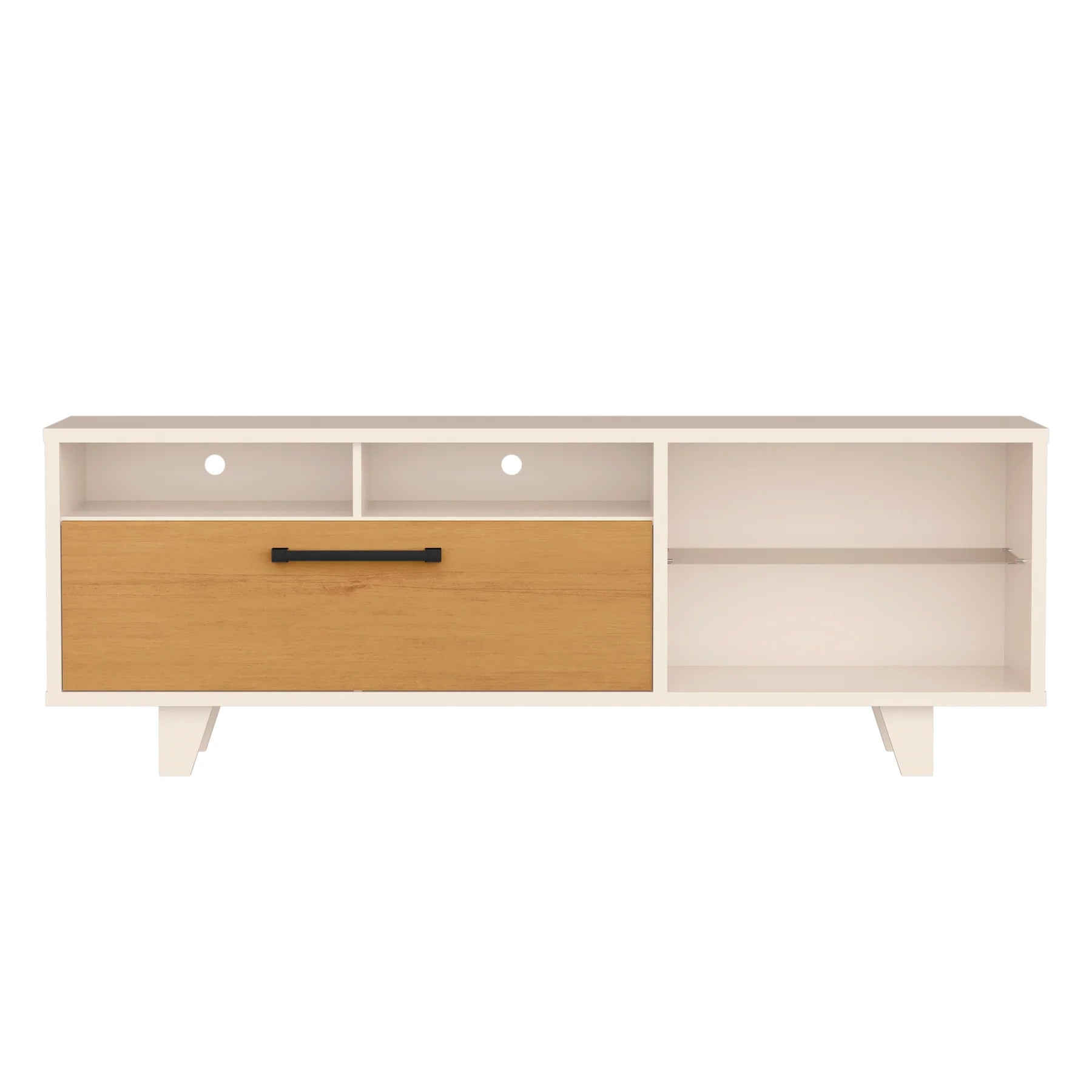 71" Off White Open shelving TV Stand