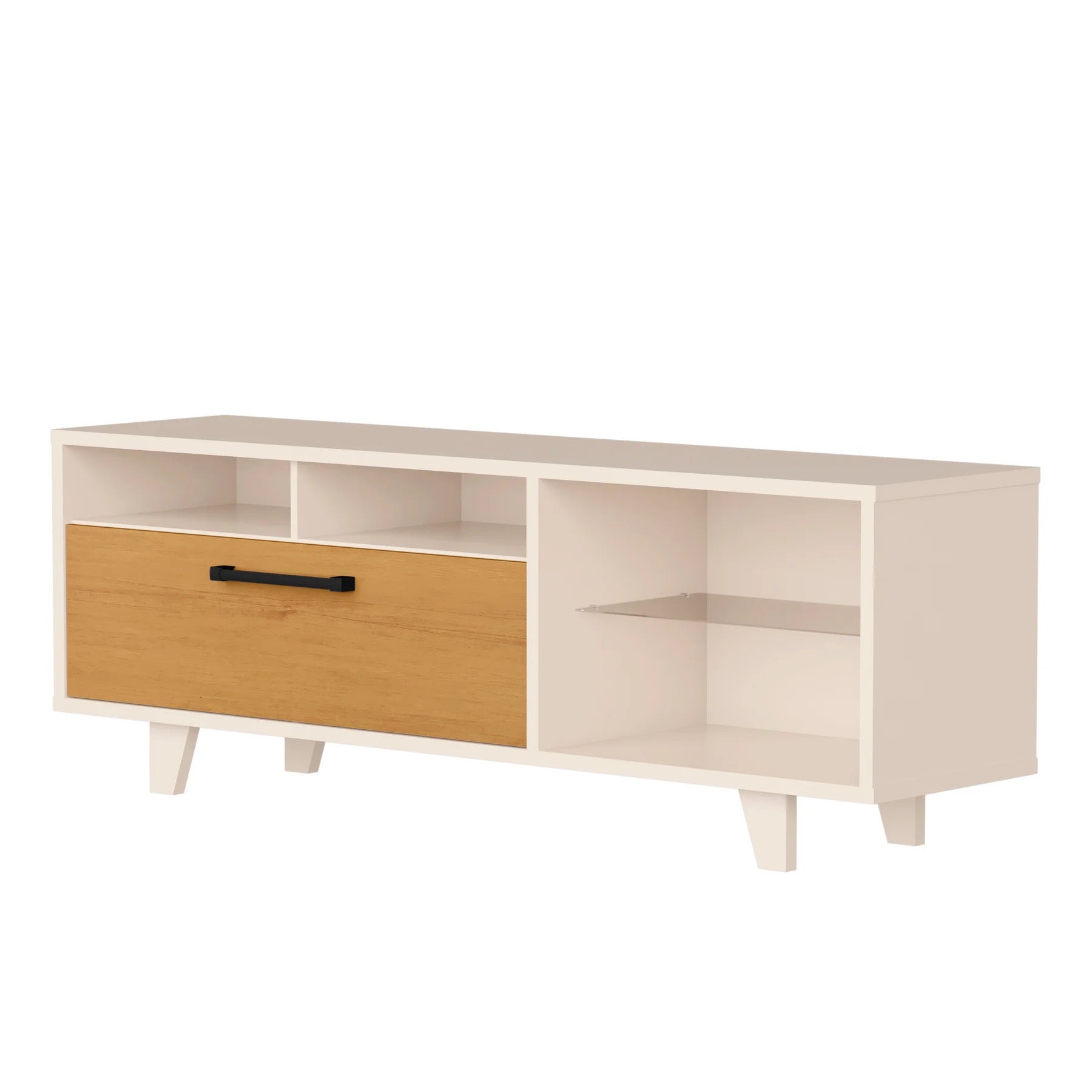 71" Off White Open shelving TV Stand