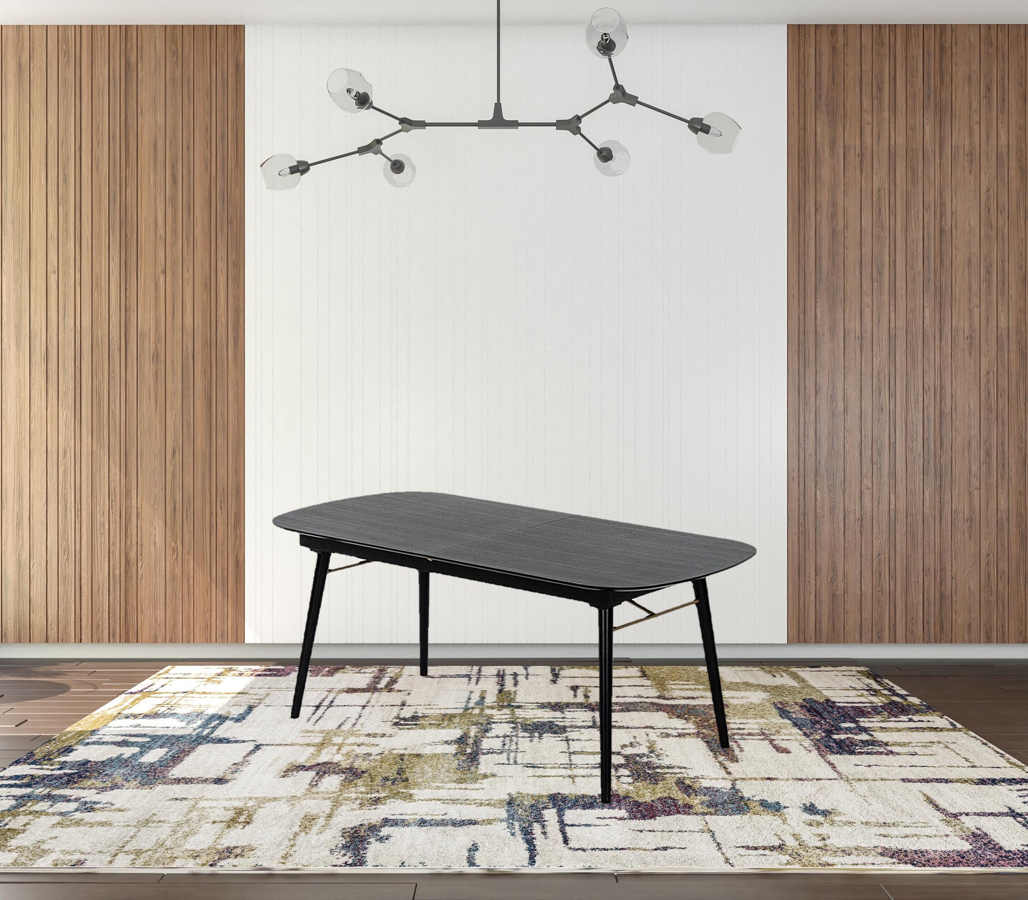 71" Black Rectangular Manufactured Wood Butterfly Leaf Dining Table