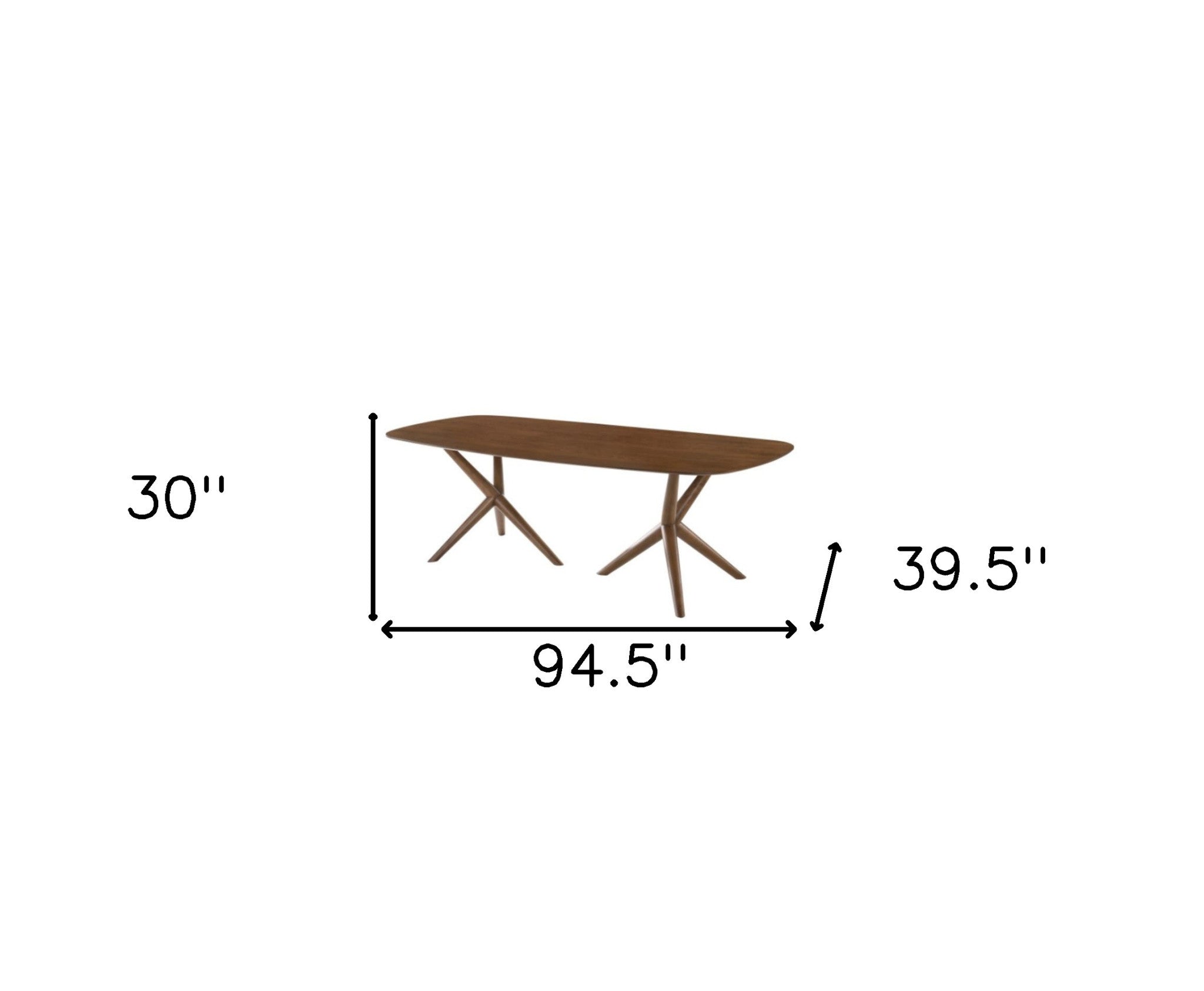 95" Walnut Rectangular Manufactured Wood And Solid Manufactured Wood Dining Table