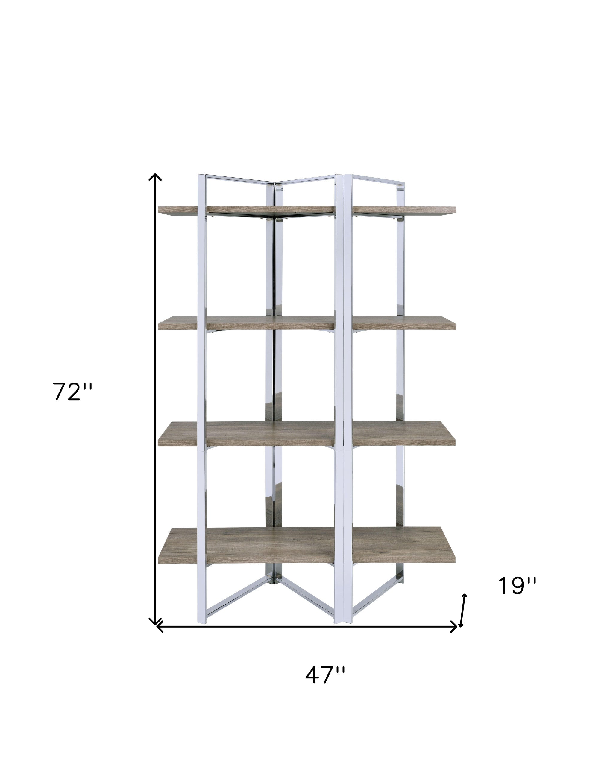 Brown And Silver Metal Four Tier Etagere Bookcase