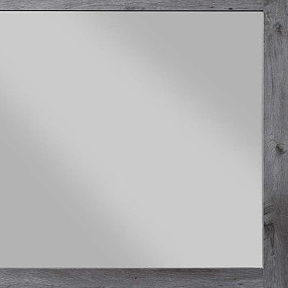 38" Square Wood Framed Mounted Dresser Mirror