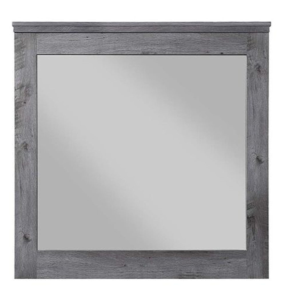 38" Square Wood Framed Mounted Dresser Mirror