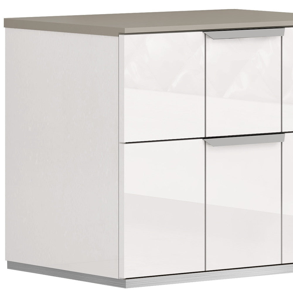 20" White Contemporary Two Drawer Nightstand