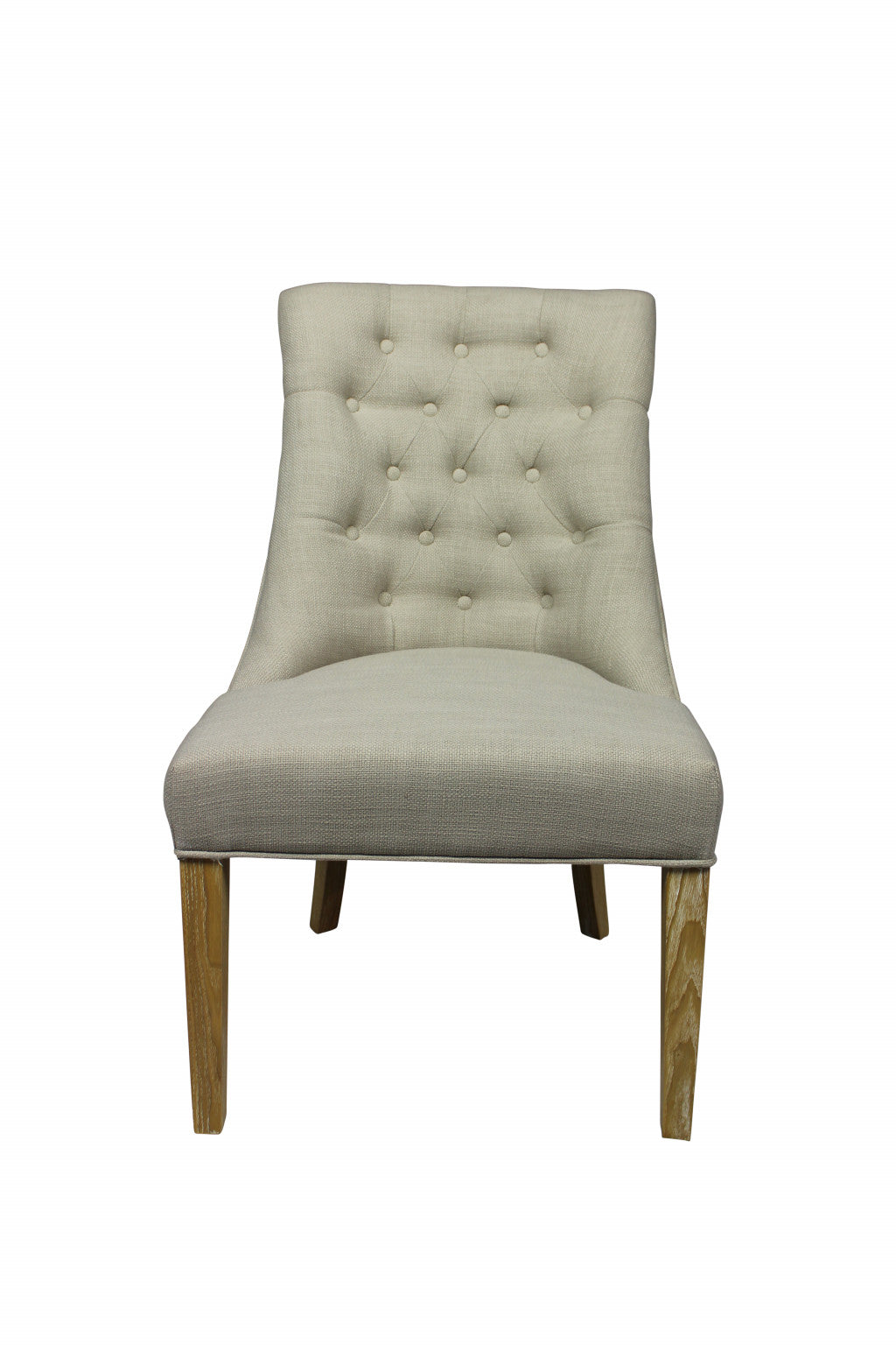 28" Taupe And Natural Upholstered Tufted Side Chair