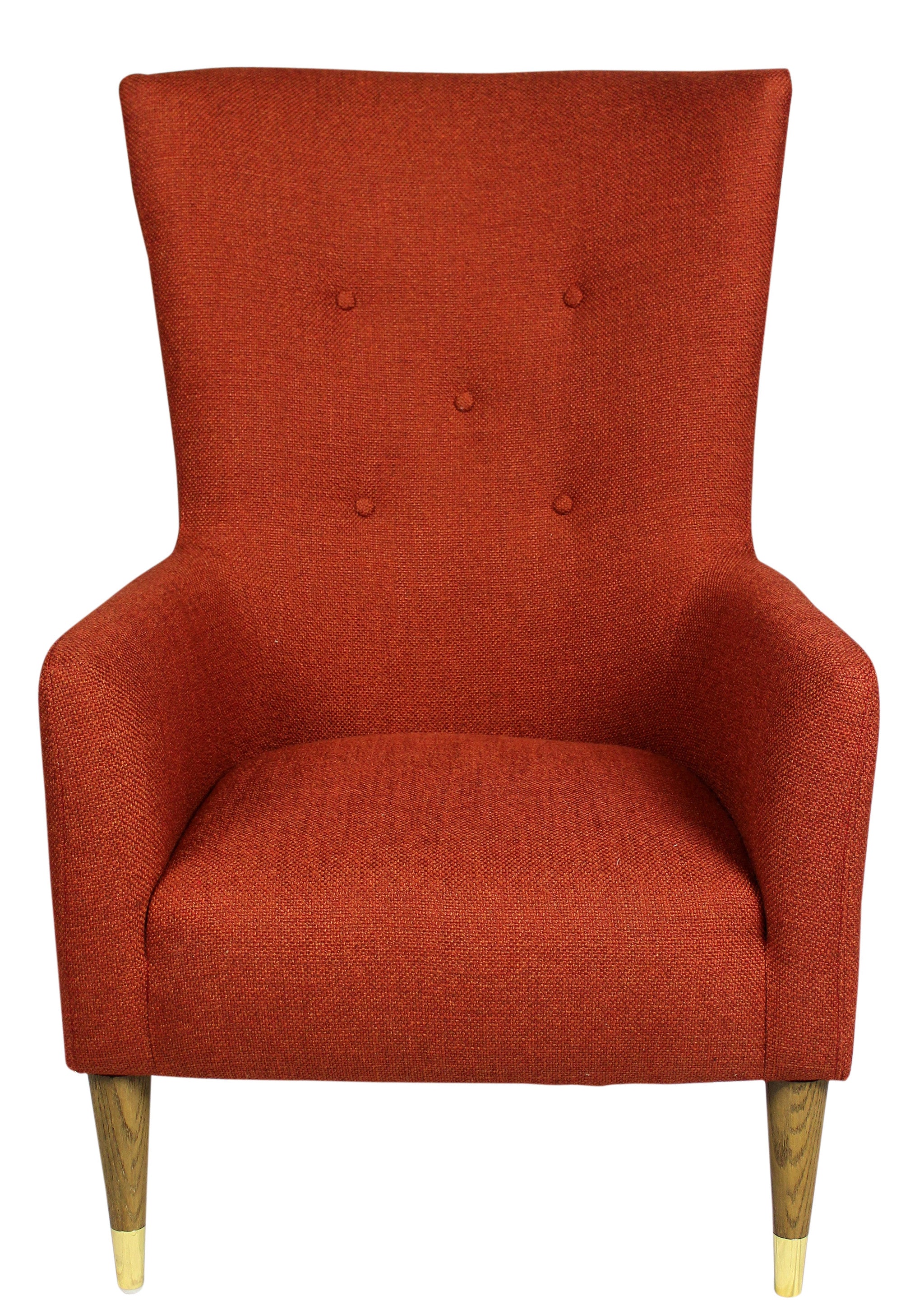 28" Orange And Natural Solid Color Lounge Chair