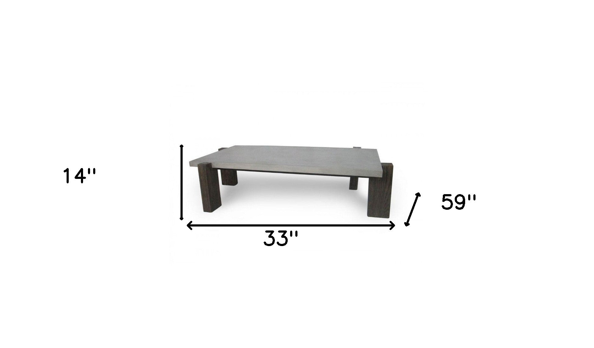 33" Dark Gray and Brown Concrete And Solid Wood Coffee Table