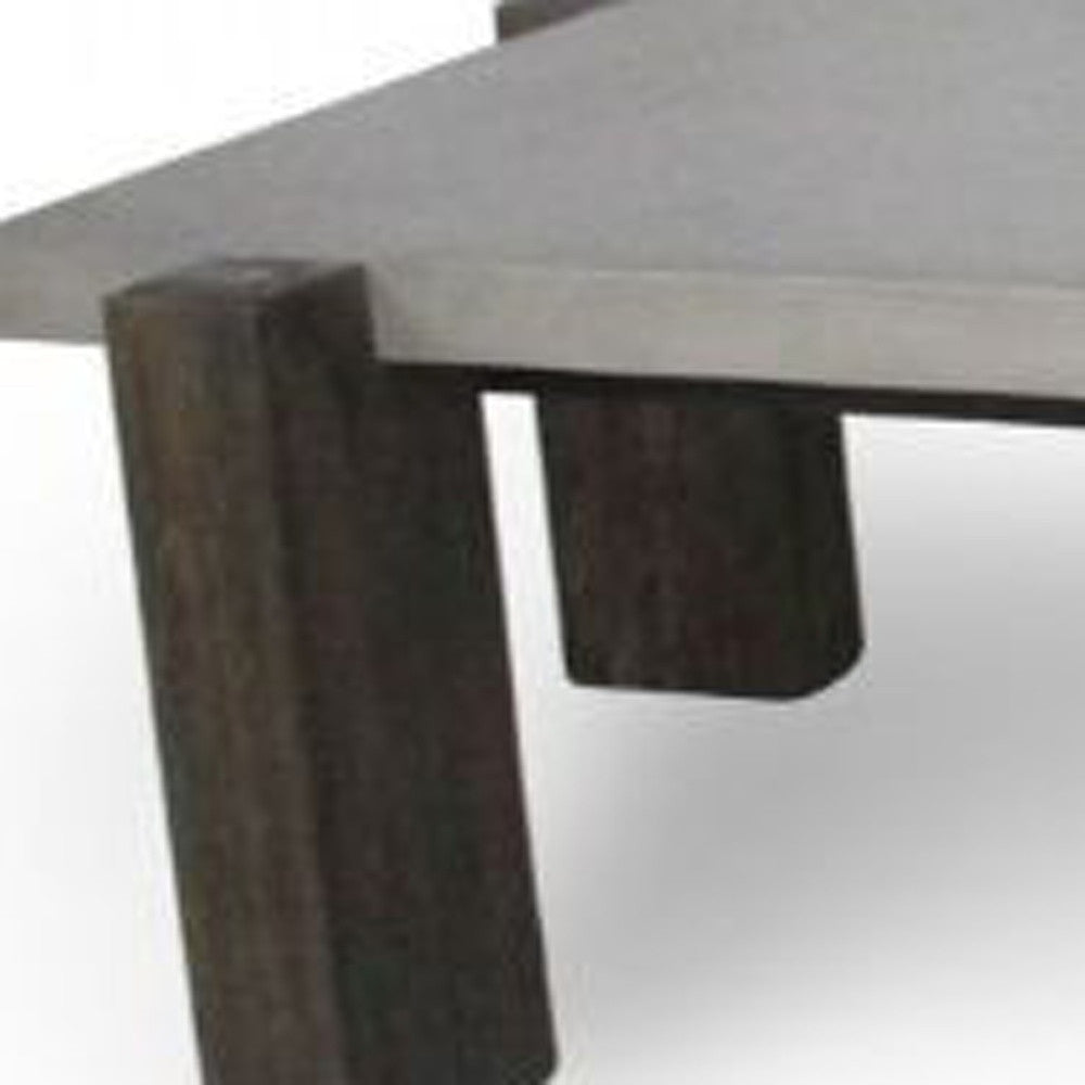 33" Dark Gray and Brown Concrete And Solid Wood Coffee Table