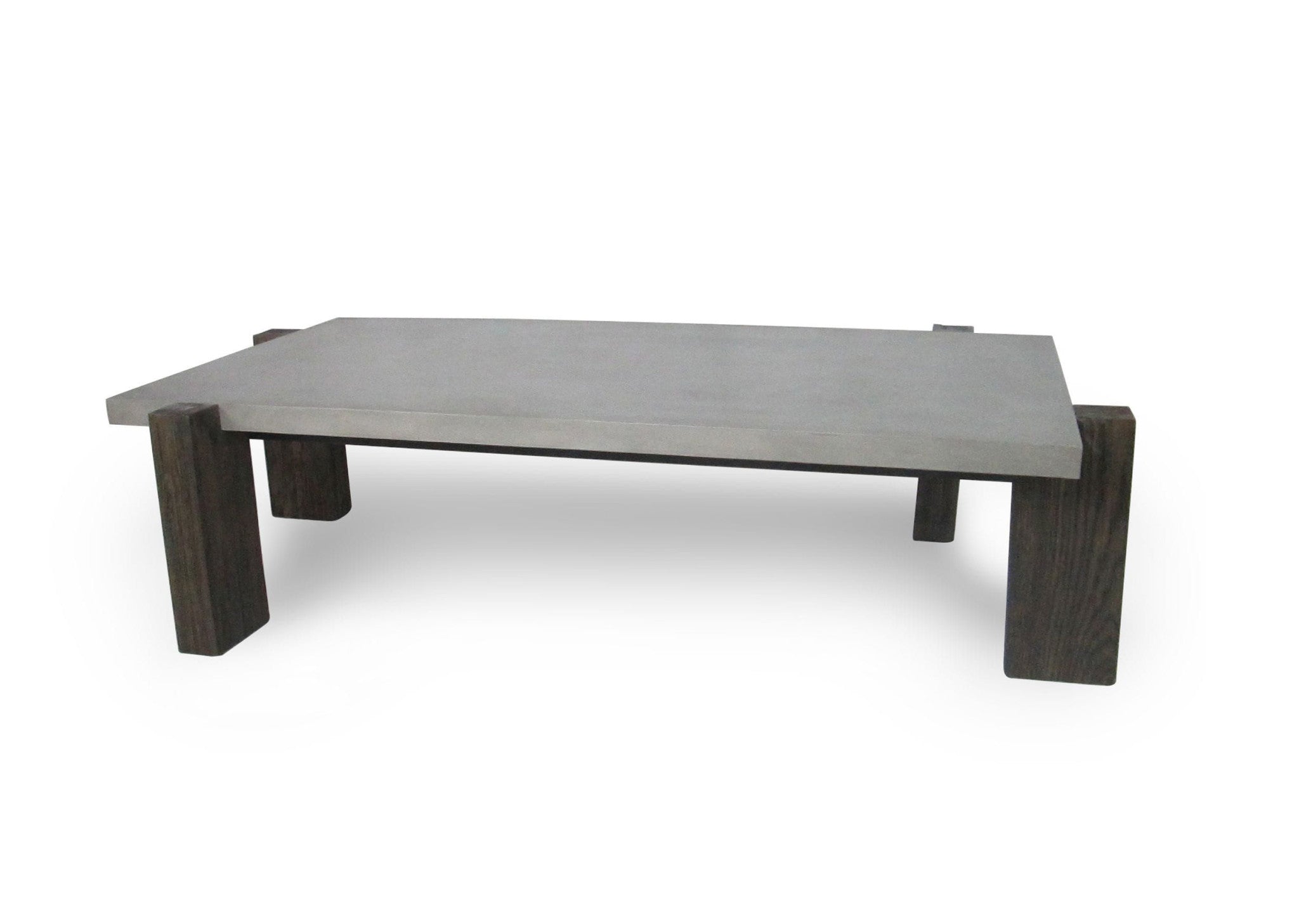 33" Dark Gray and Brown Concrete And Solid Wood Coffee Table