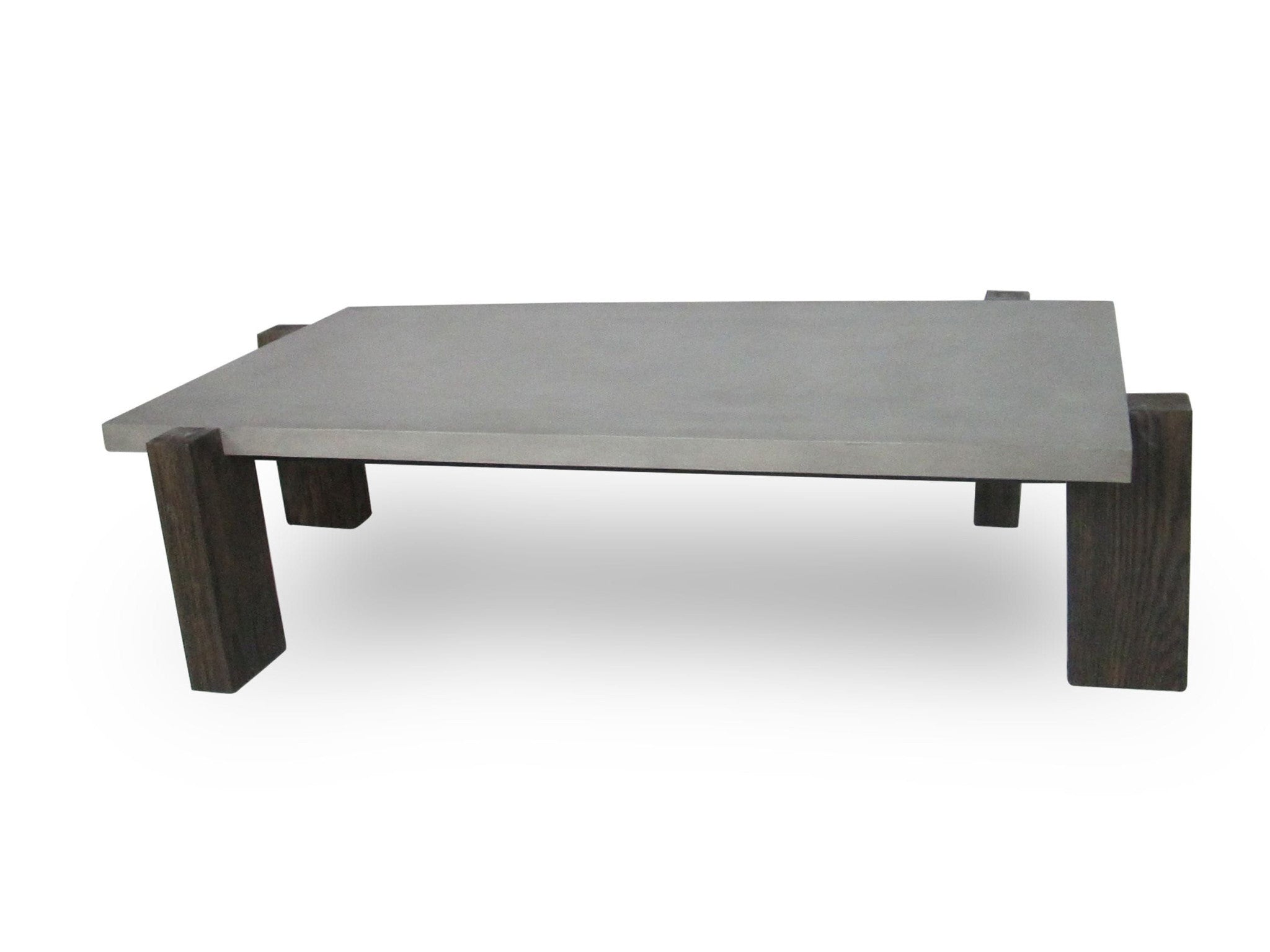 33" Dark Gray and Brown Concrete And Solid Wood Coffee Table