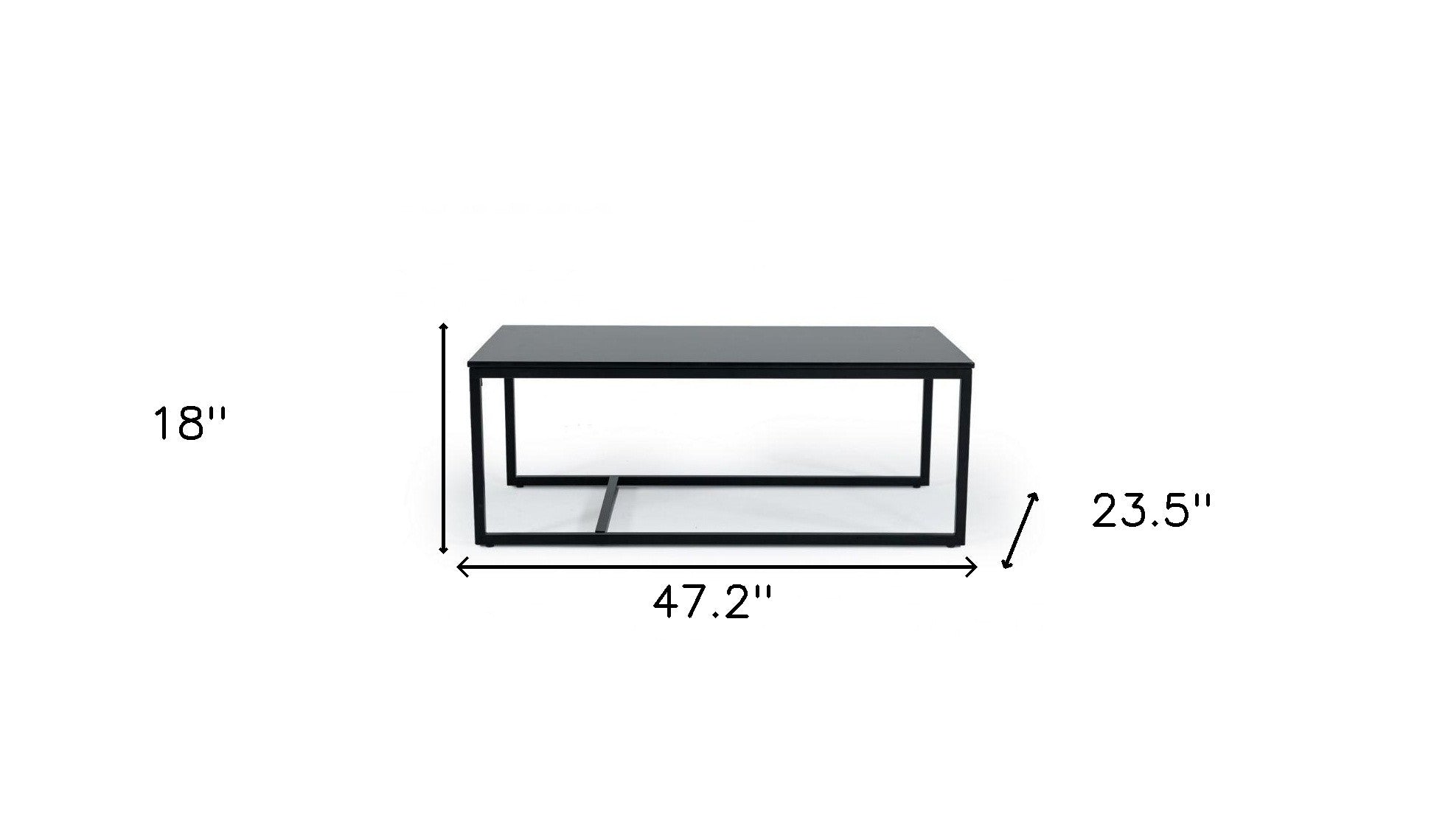 47" Black Faux Marble And Steel Frame Coffee Table