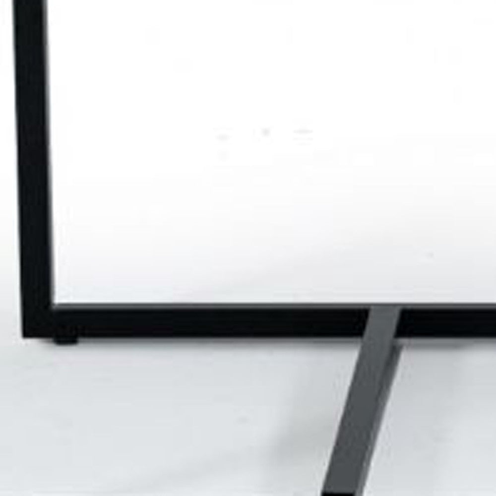 47" Black Faux Marble And Steel Frame Coffee Table