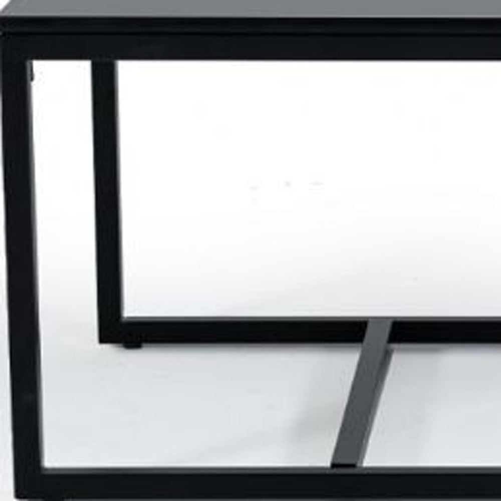 47" Black Faux Marble And Steel Frame Coffee Table