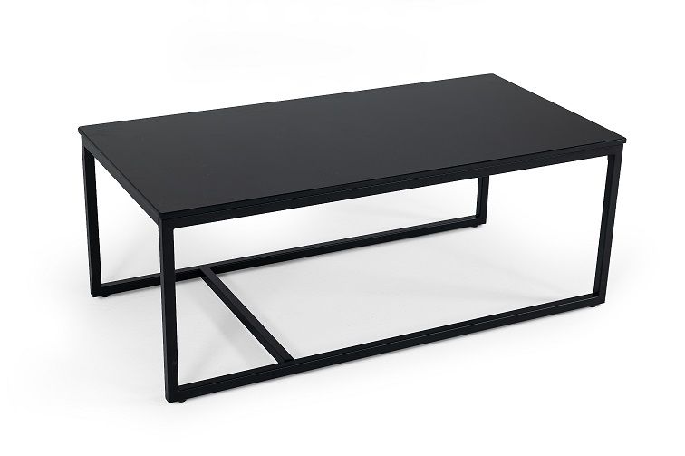 47" Black Faux Marble And Steel Frame Coffee Table