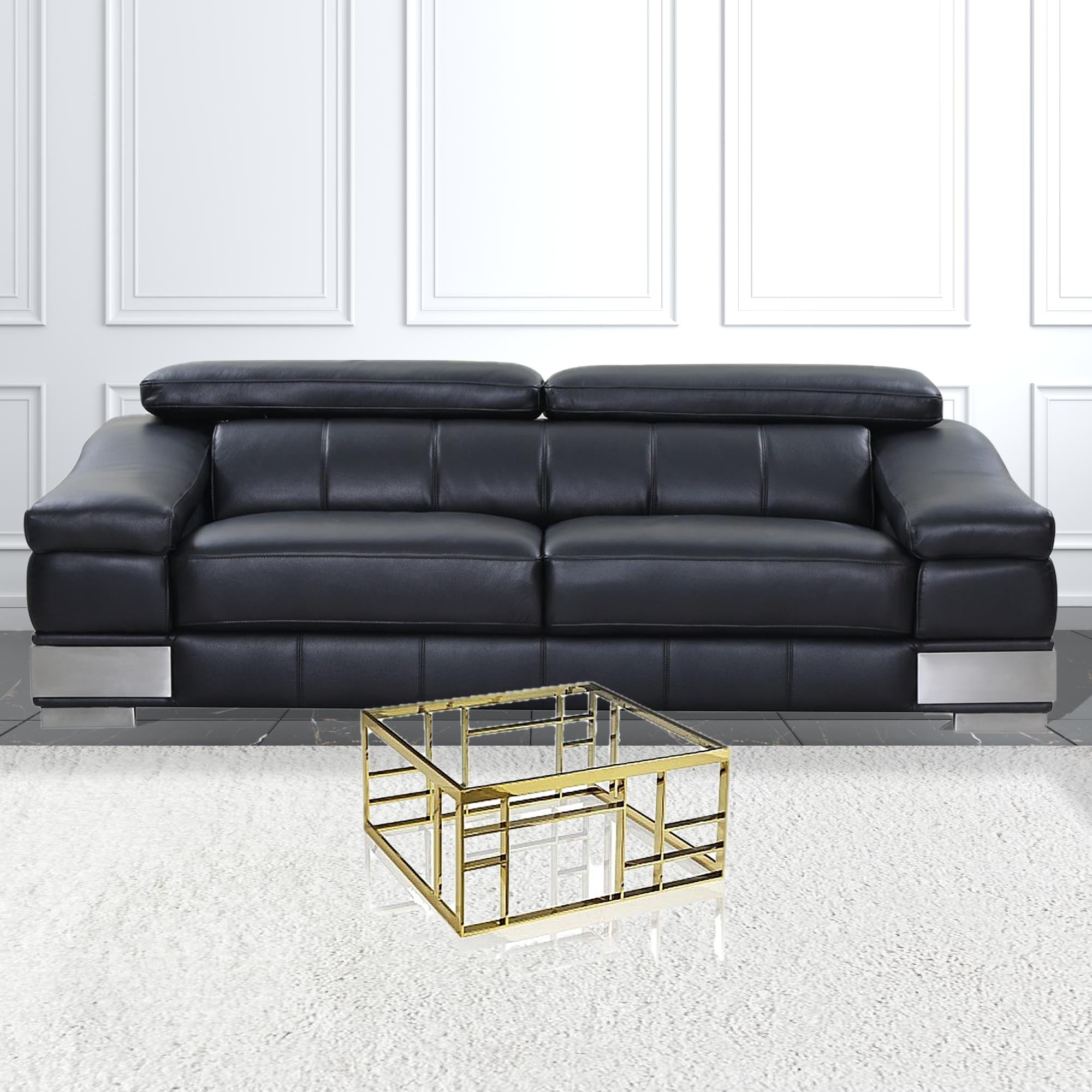 40" Clear and Gold Glass And Stainless Steel Square Frame Coffee Table