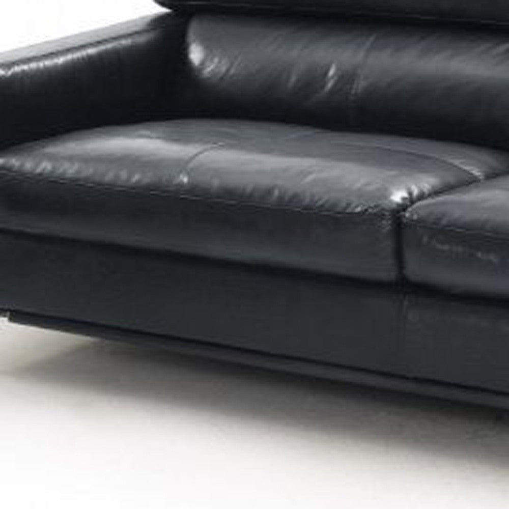 79" Black Silver Genuine Leather Sofa