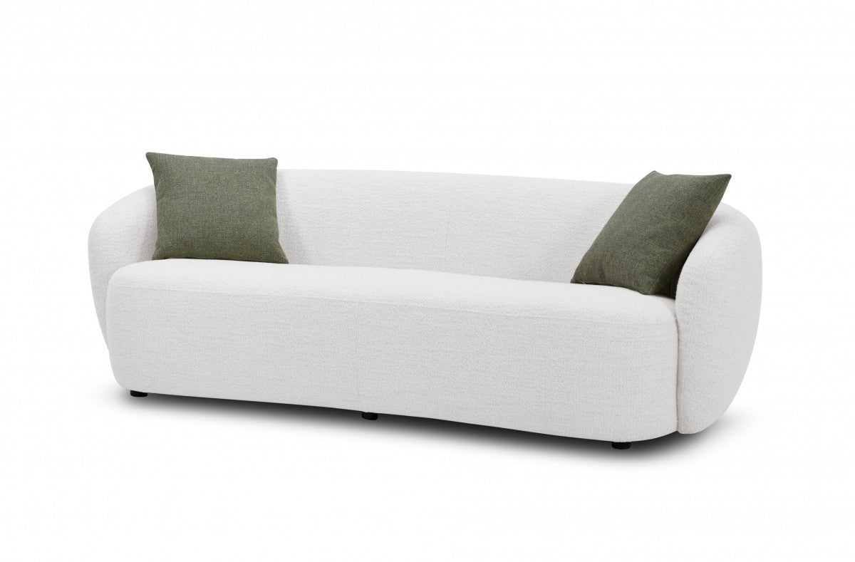 90" Off White Textured Fabric Sofa