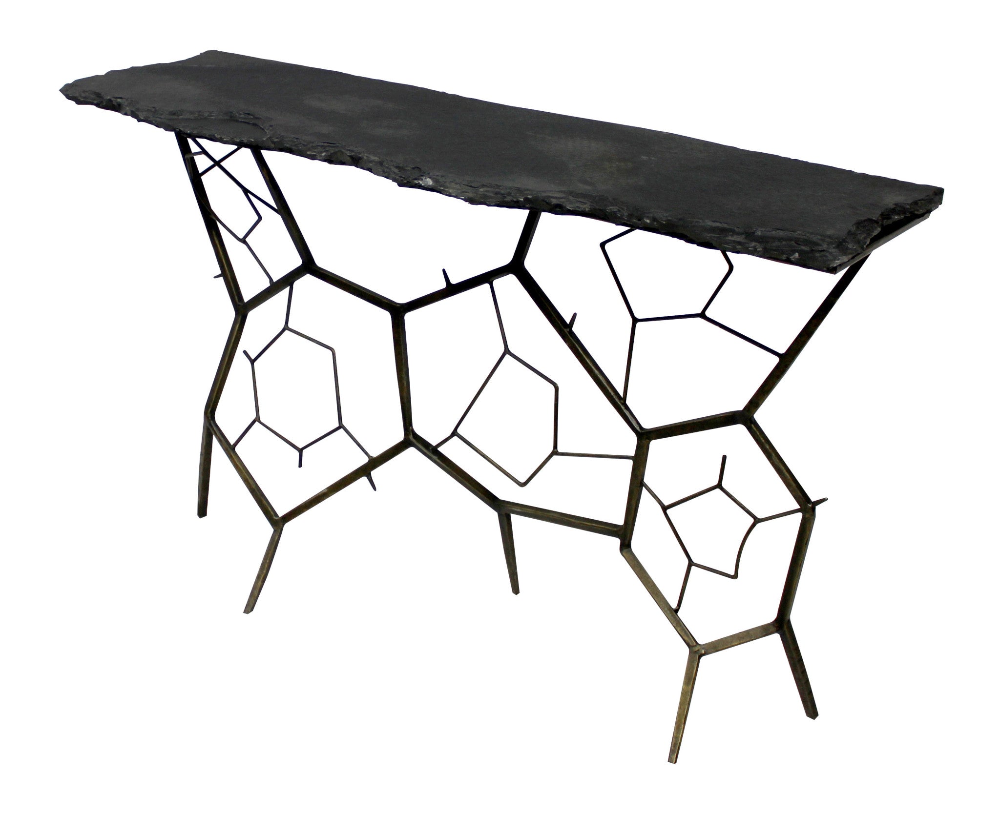 51" Black Stone Abstract Console Table