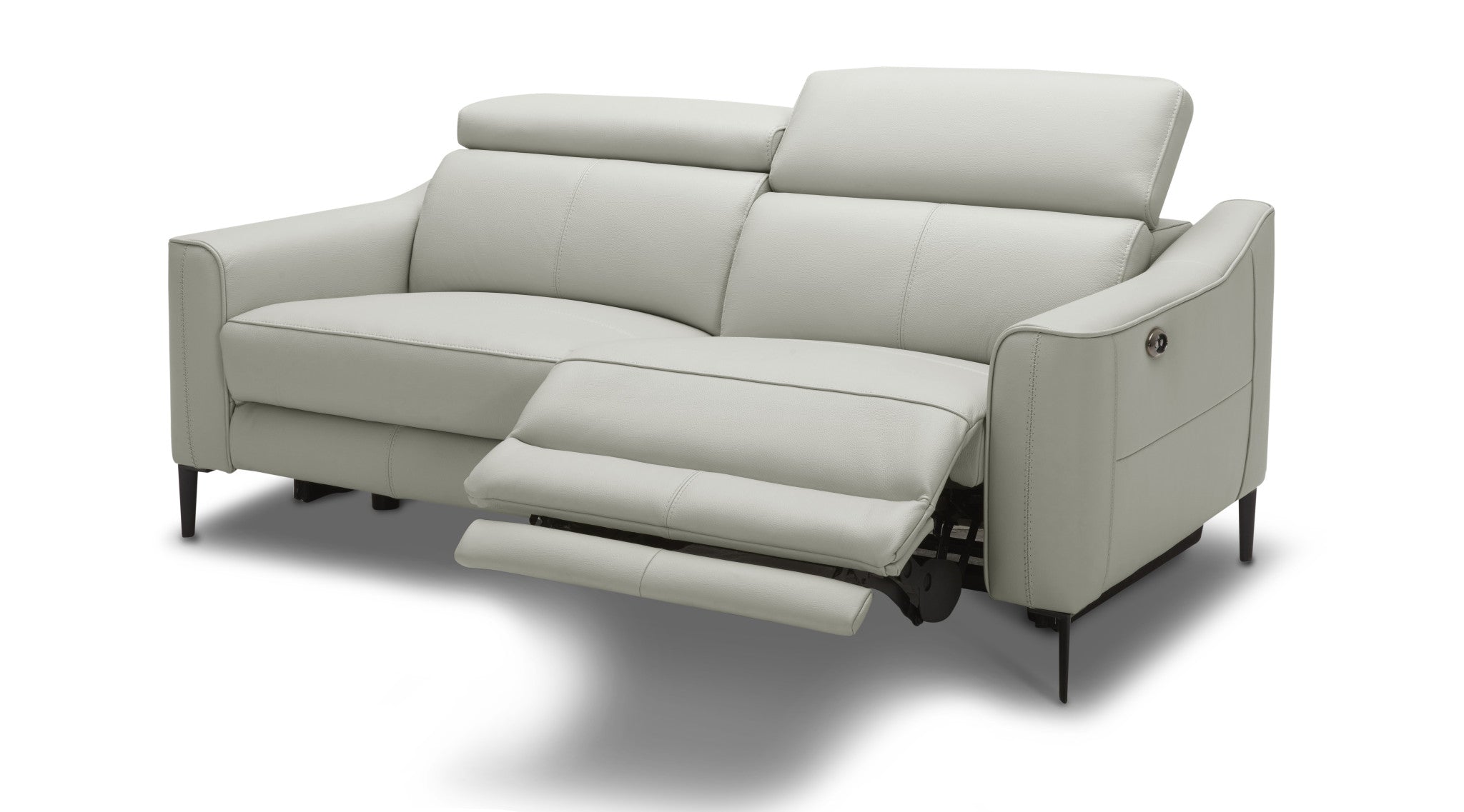 60" Gray And Black Top Grain Leather Power Reclining Love Seat