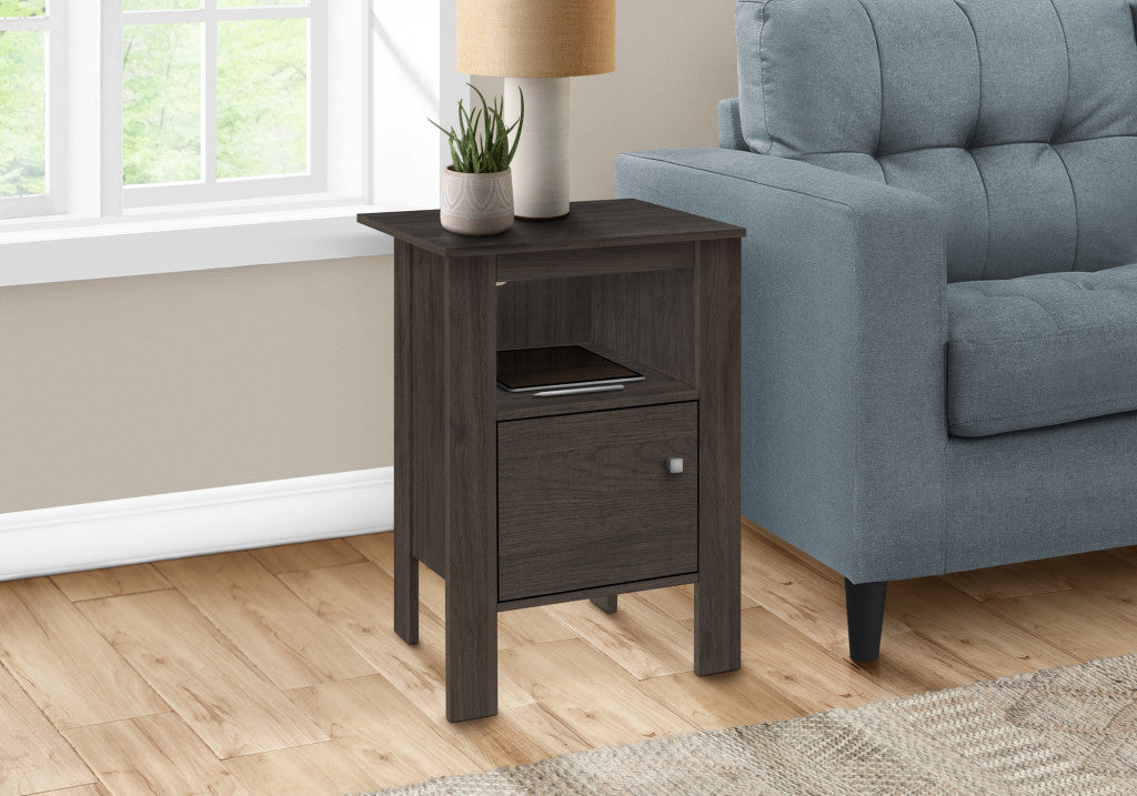 24" Brown Nightstand with Cabinet Storage