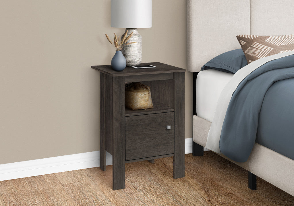 24" Brown Nightstand with Cabinet Storage