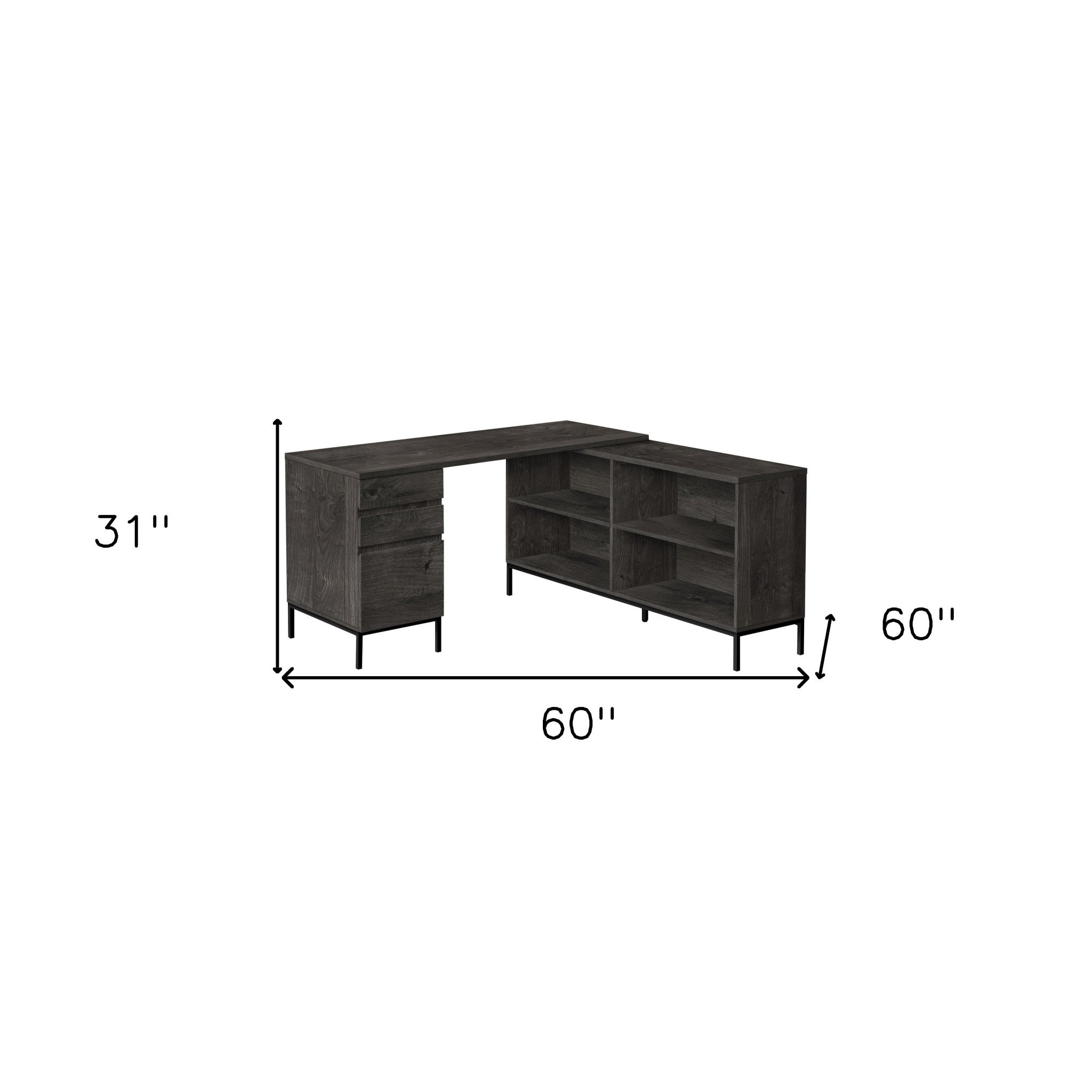 60" Gray and Black L Shape Computer Desk