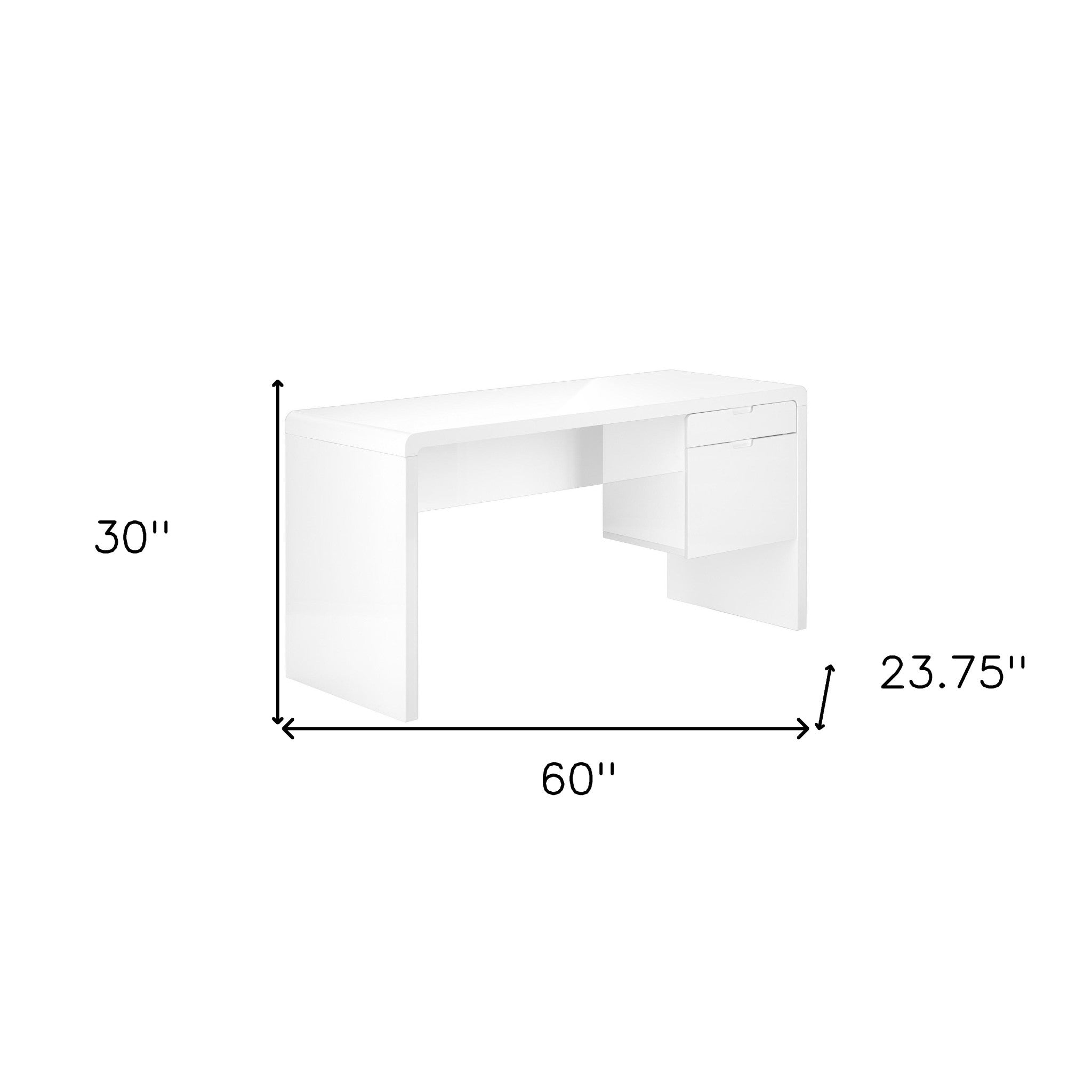 60" White Computer Desk