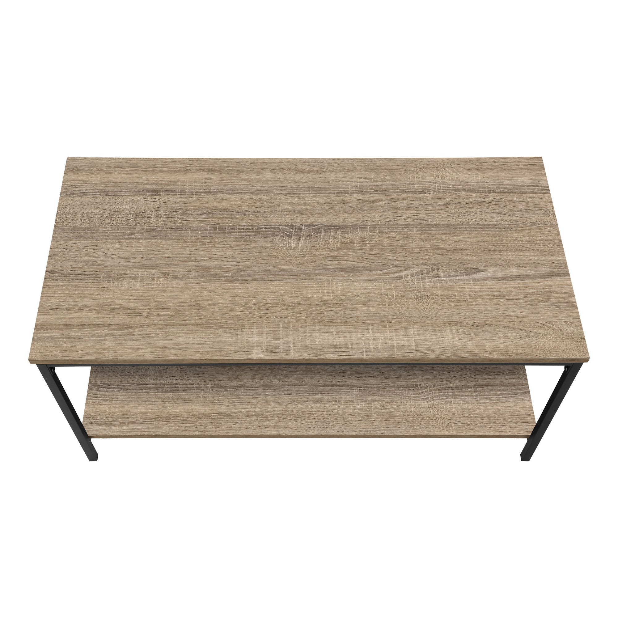 40" Taupe And Black Metal Coffee Table