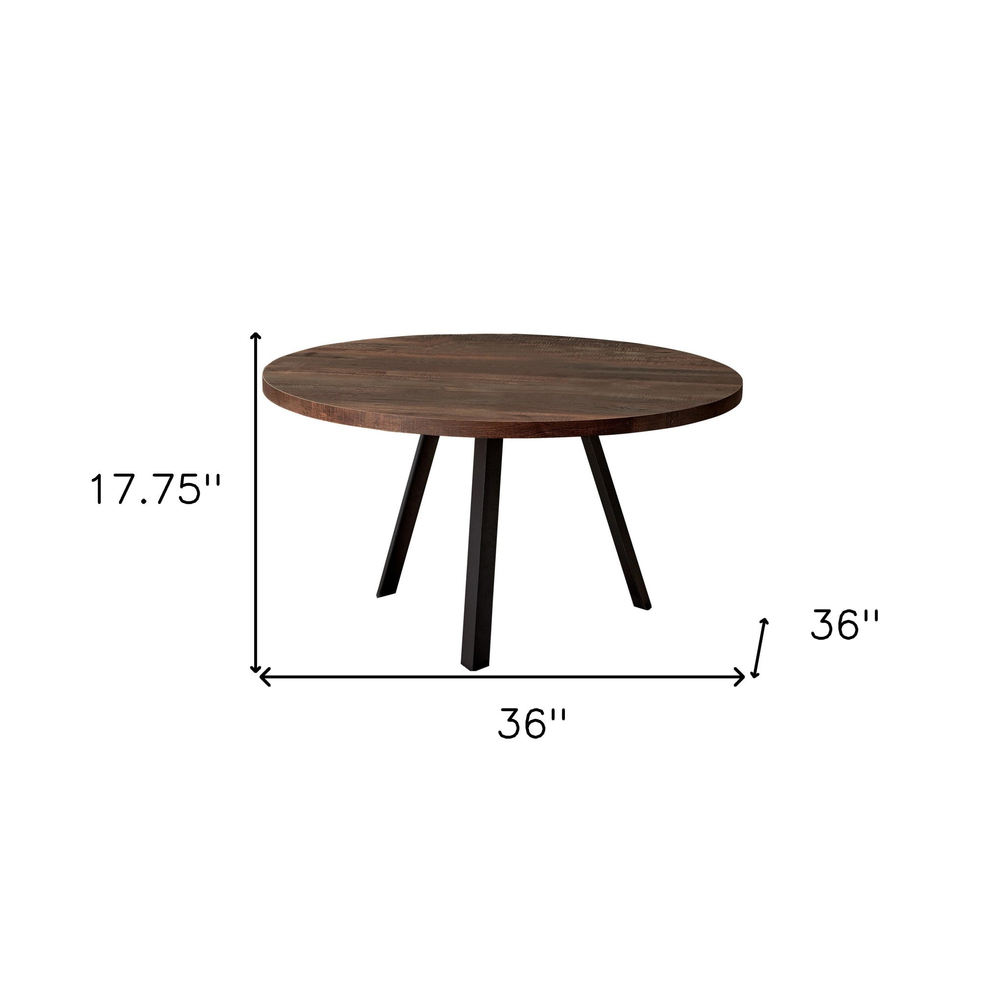 36" Brown And Black Round Coffee Table