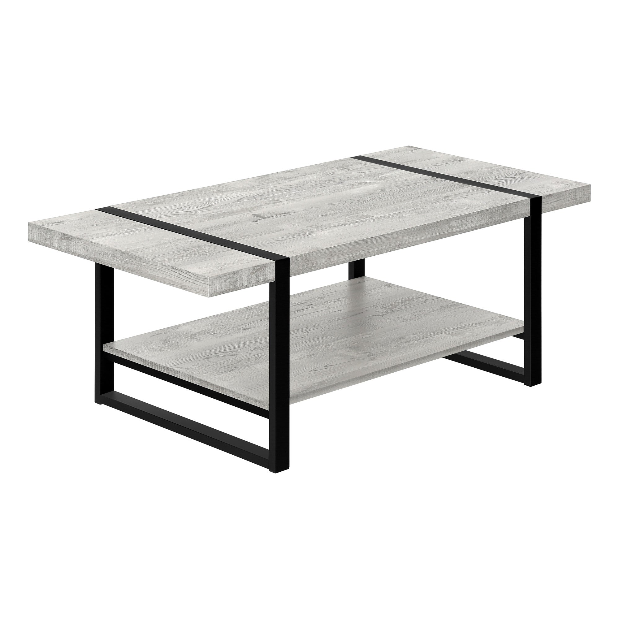 47" Gray And Black Coffee Table With Shelf