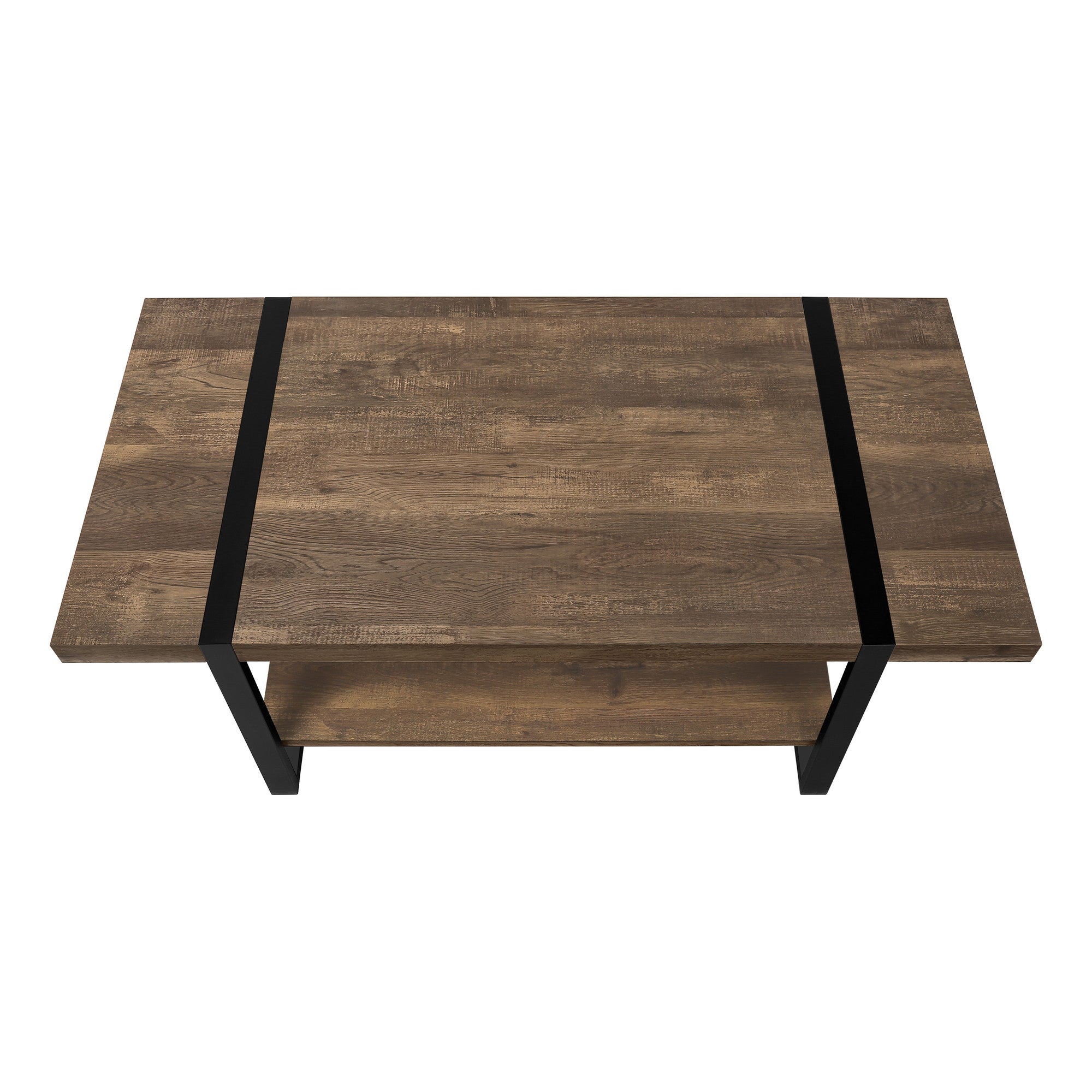 47" Brown And Black Wood Coffee Table With Shelf