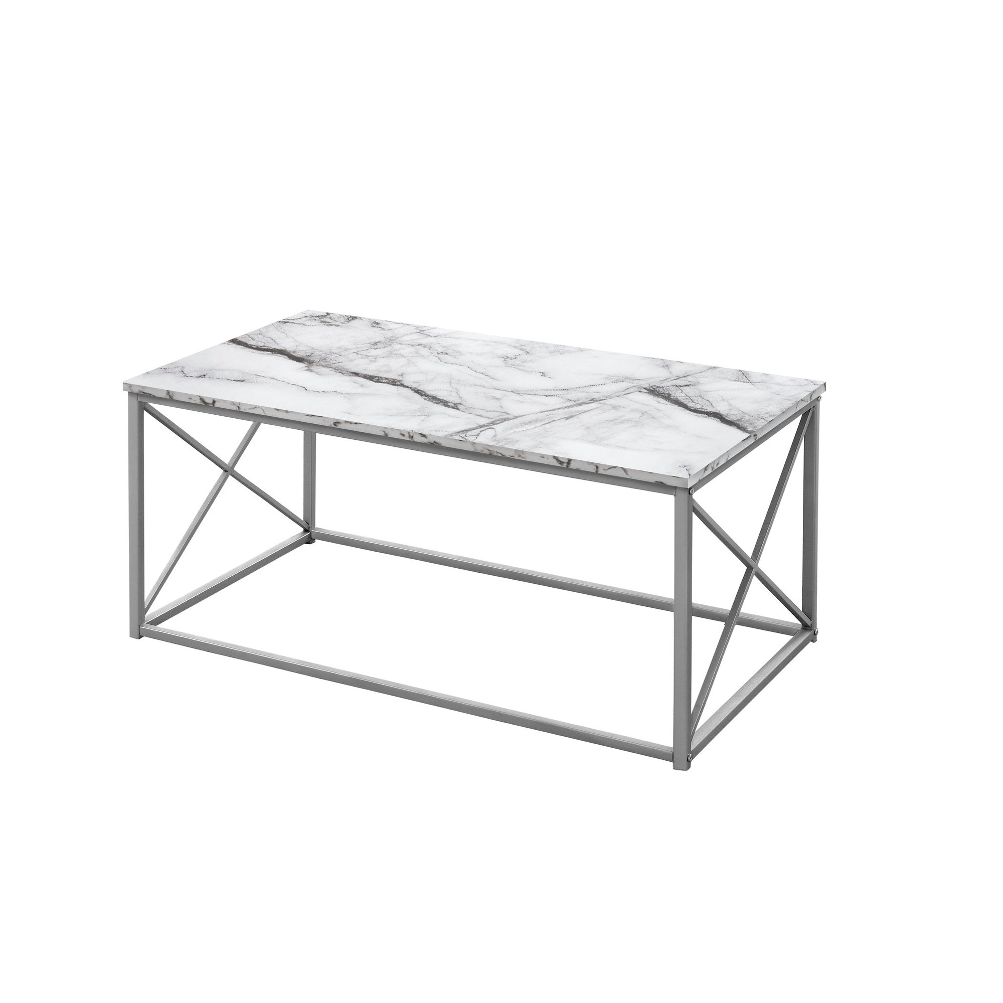 Set of Three 42" White Metal Coffee Table