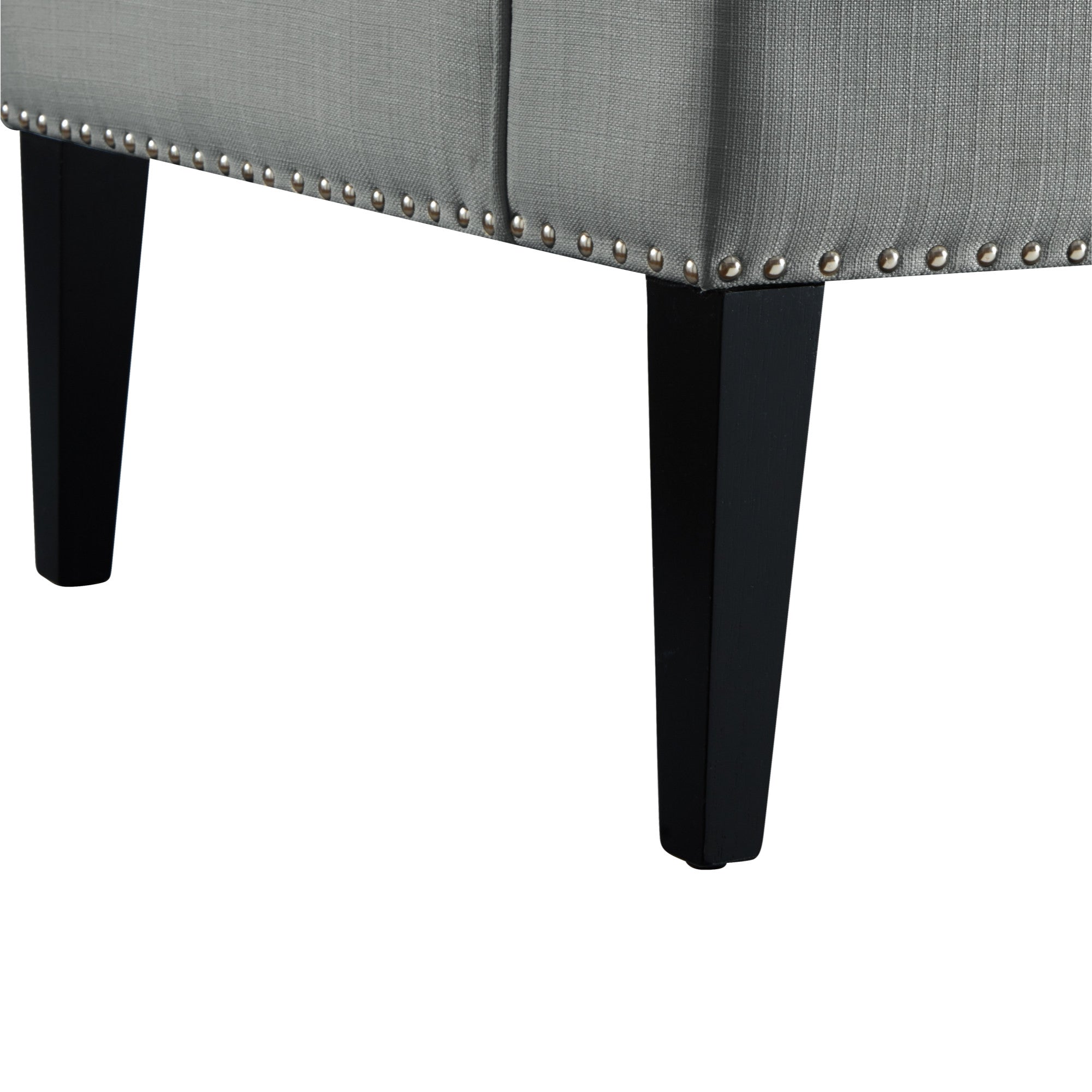 45" Beige And Black Upholstered Linen Bench