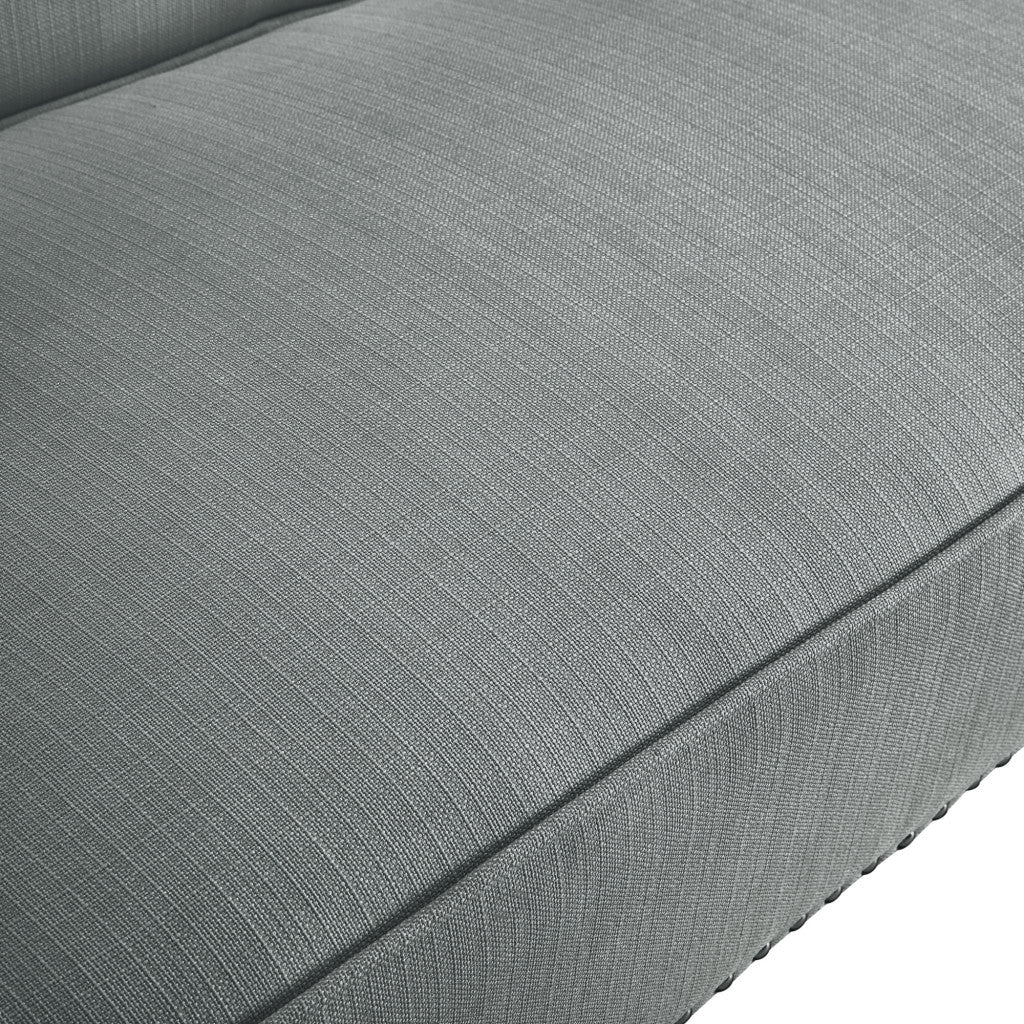 45" Beige And Black Upholstered Linen Bench