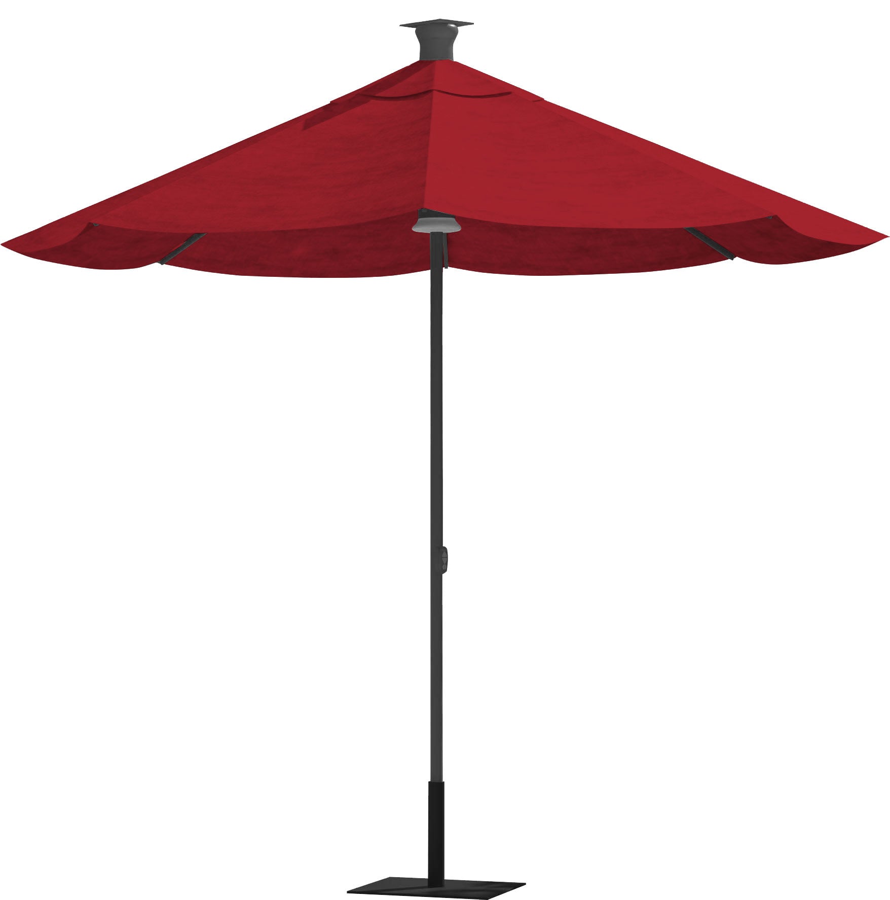 9' Red Sunbrella Octagonal Lighted Market Patio Umbrella with USB and Solar Power
