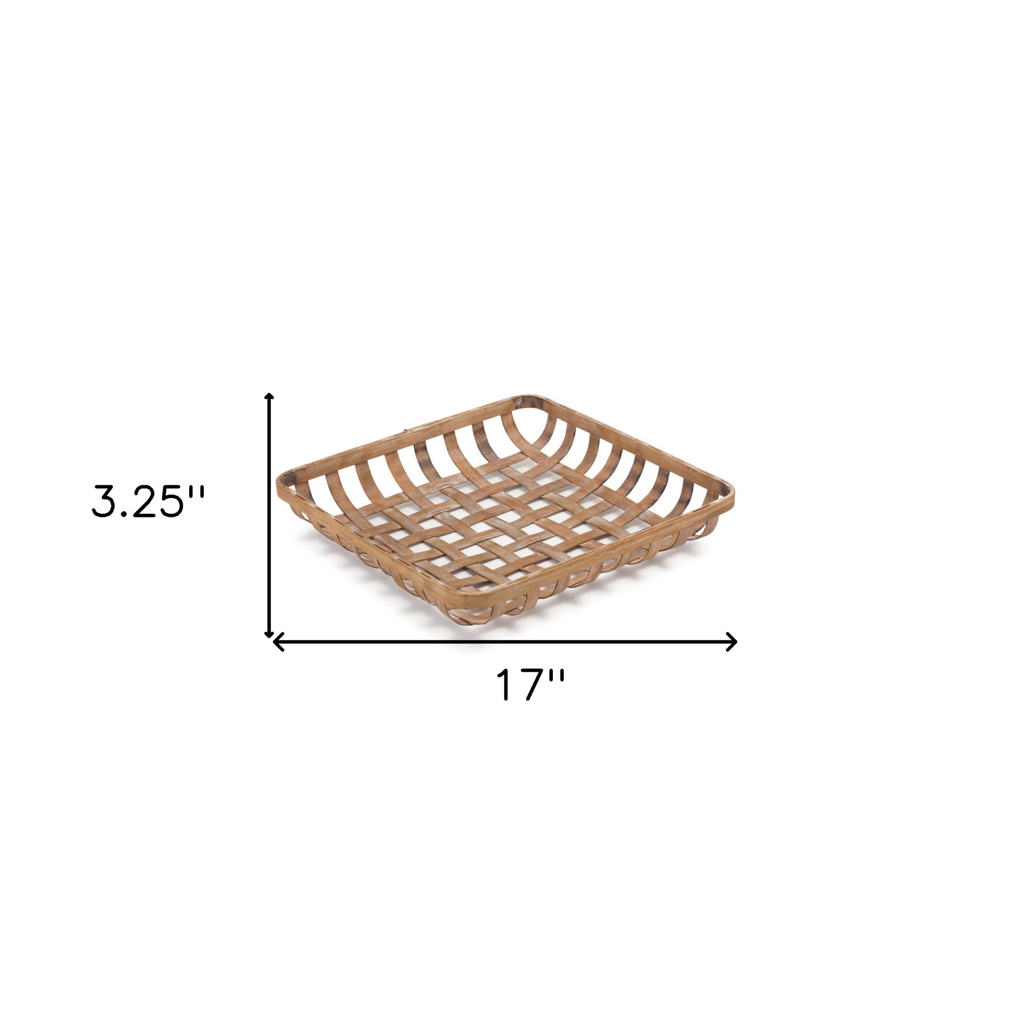 Set Of Two Brown Square Bamboo Basket Trays