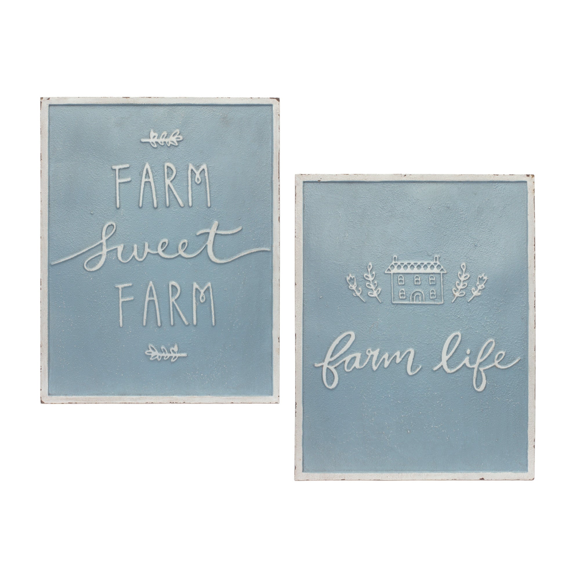 Set Of Two Blue Metal Other Words Wall Decor