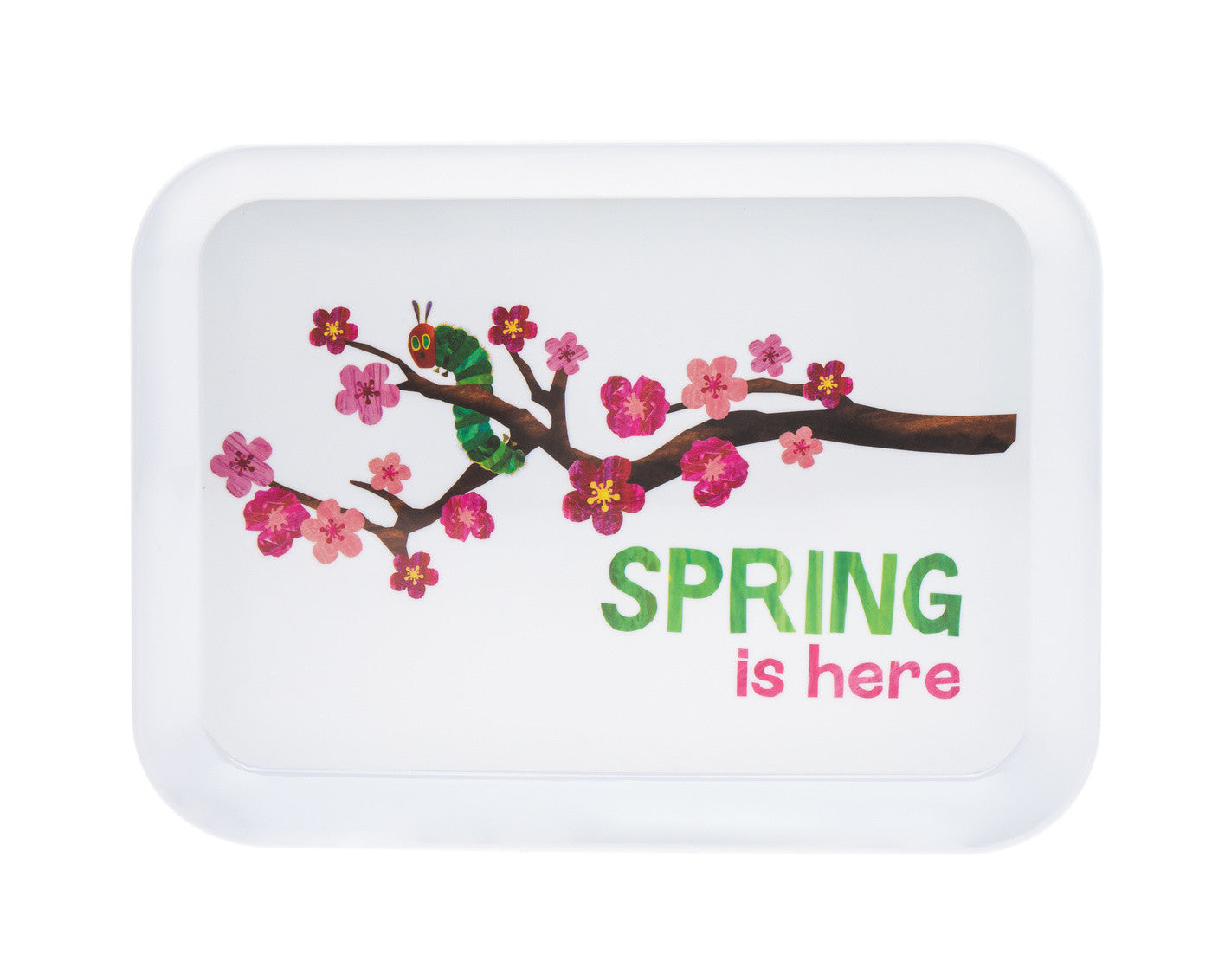 15" White Rectangular Spring Floral Melamine Platter