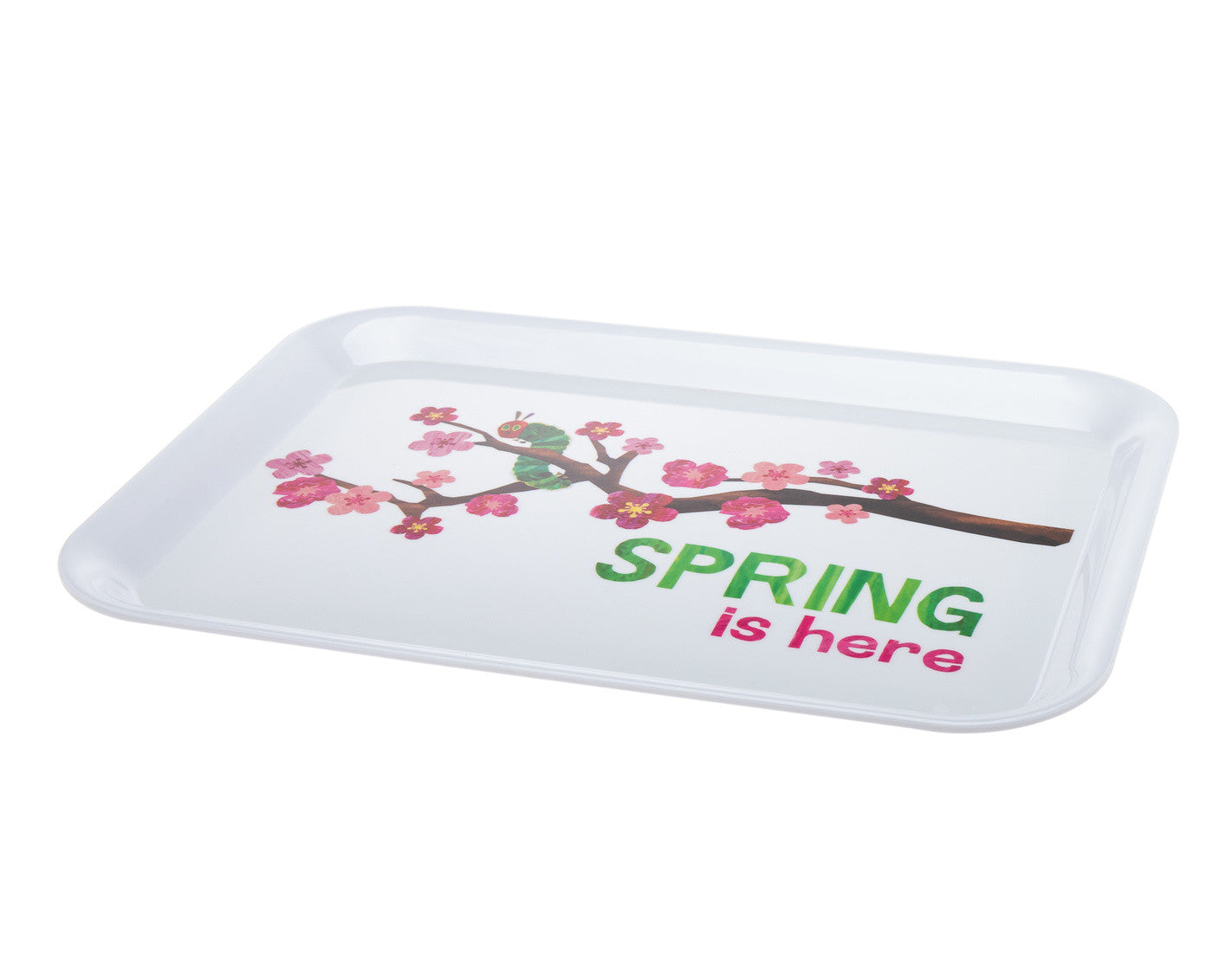 15" White Rectangular Spring Floral Melamine Platter