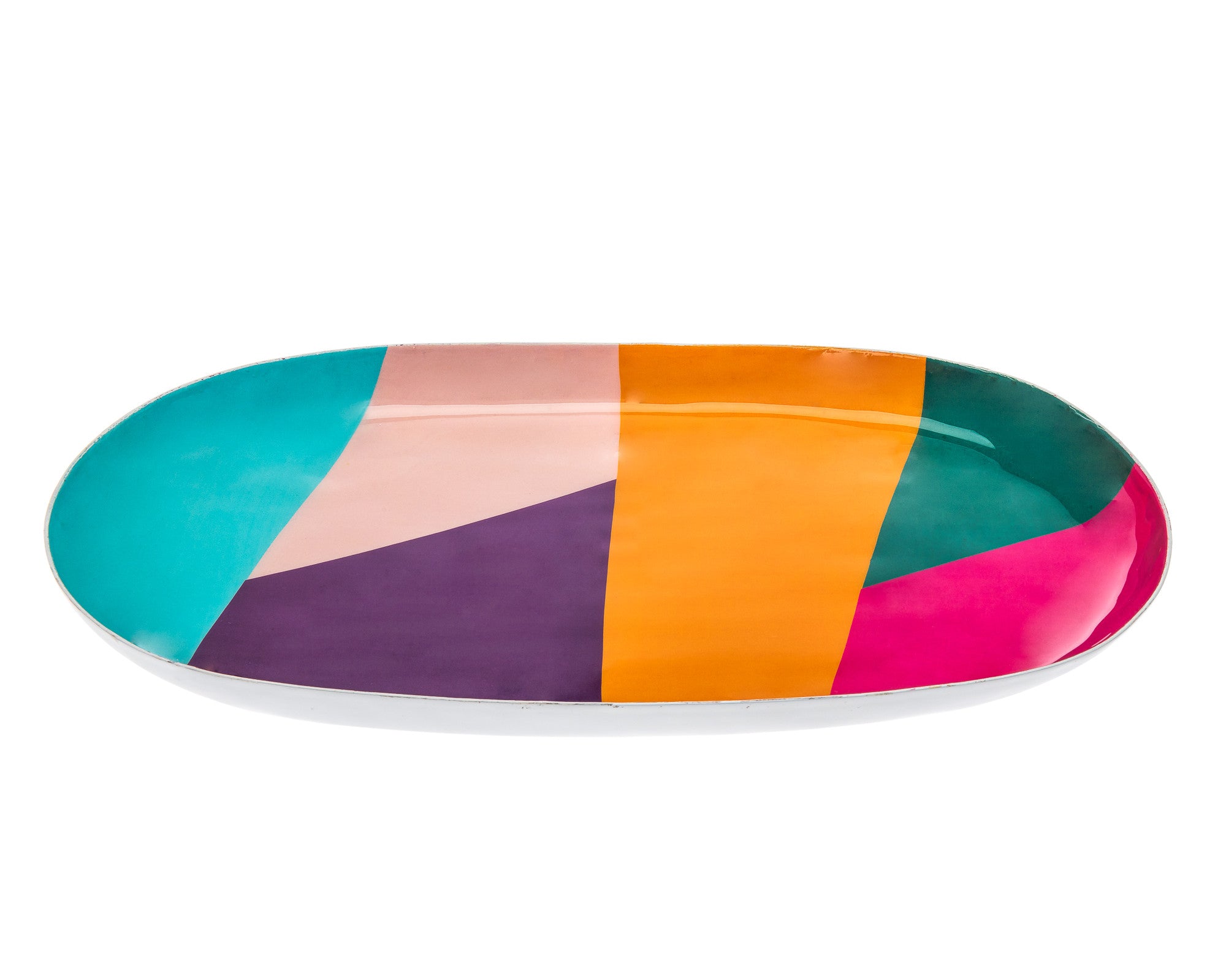 12" Pink and Purple Oval Metal Serving Tray