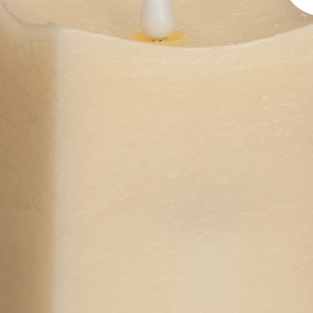 Set of Two Beige Flameless Pillar Candle