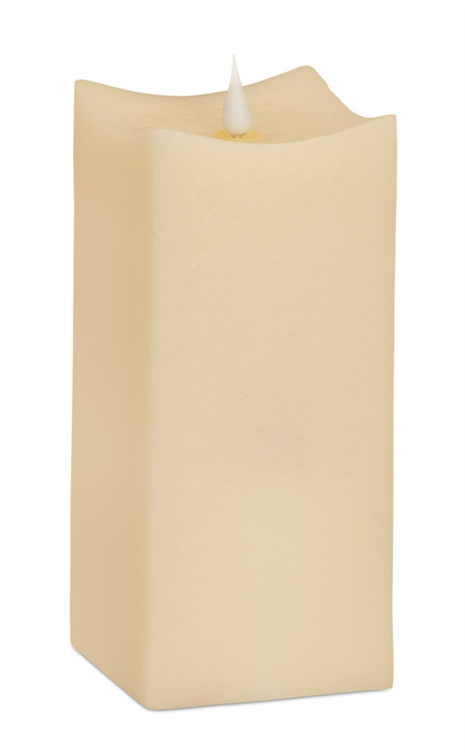 Set of Two Beige Square Flameless Pillar Candles