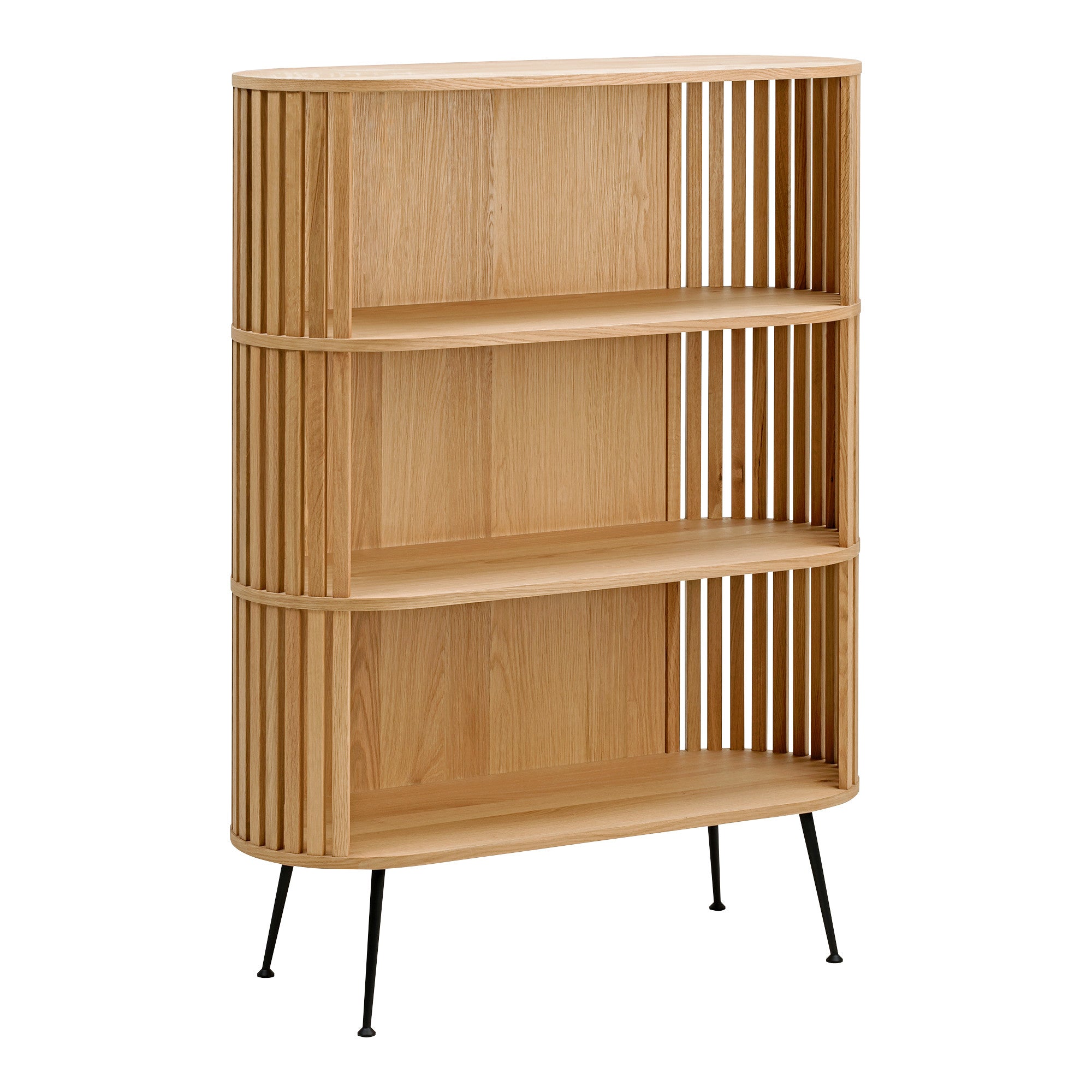57" White Wood Three Tier Standard Bookcase