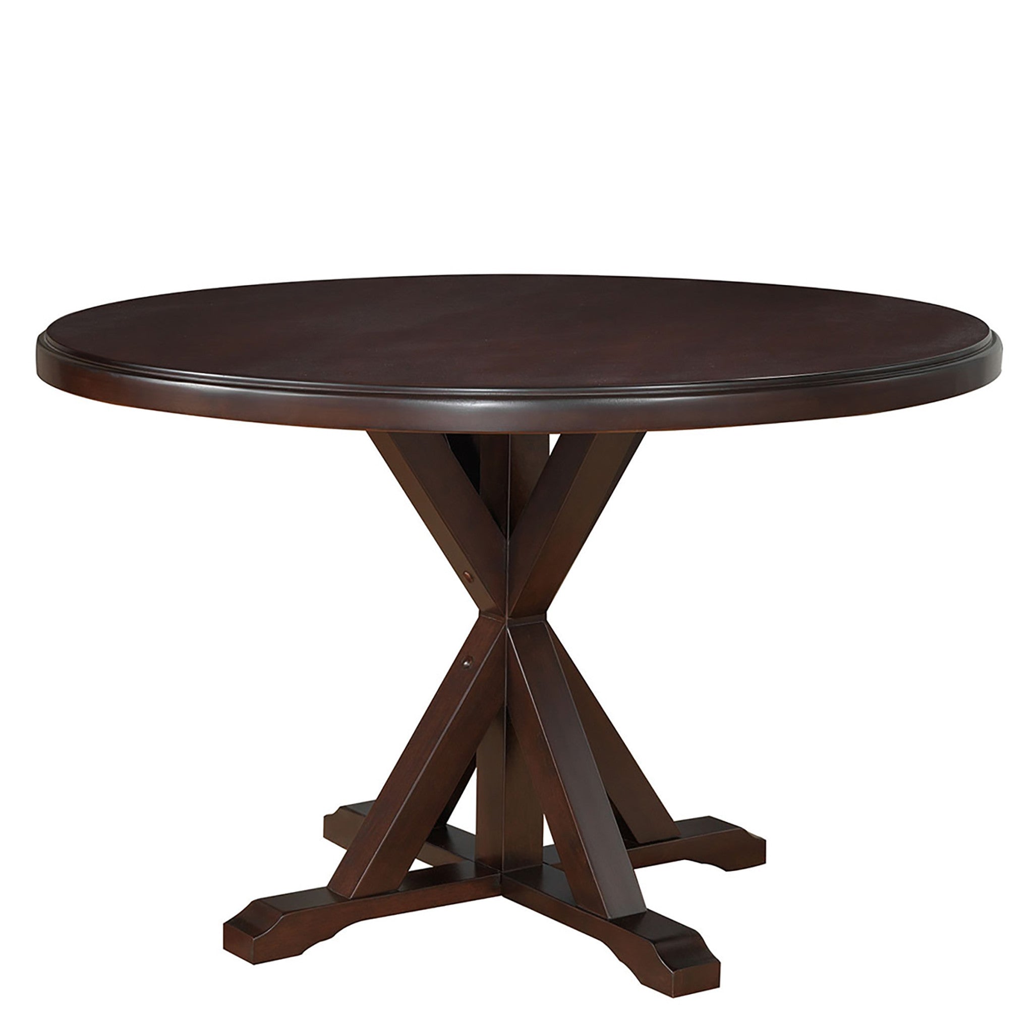 48" Espresso Rounded Solid Manufactured Wood Pedestal Base Dining Table