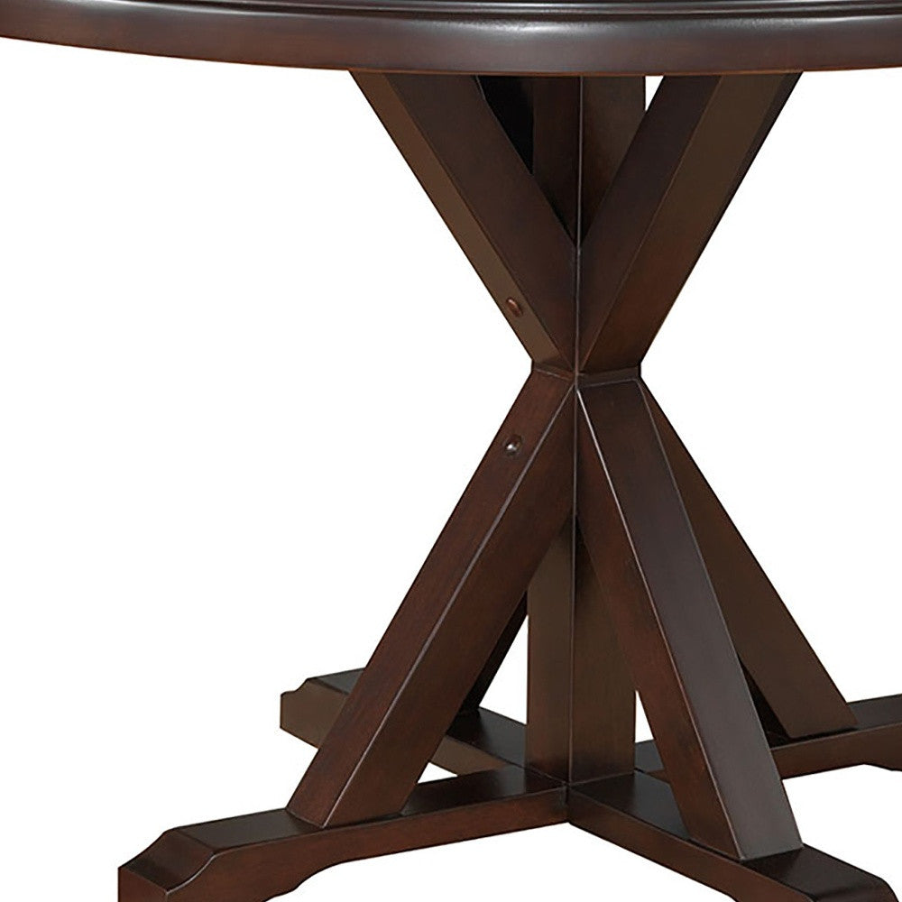 48" Espresso Rounded Solid Manufactured Wood Pedestal Base Dining Table