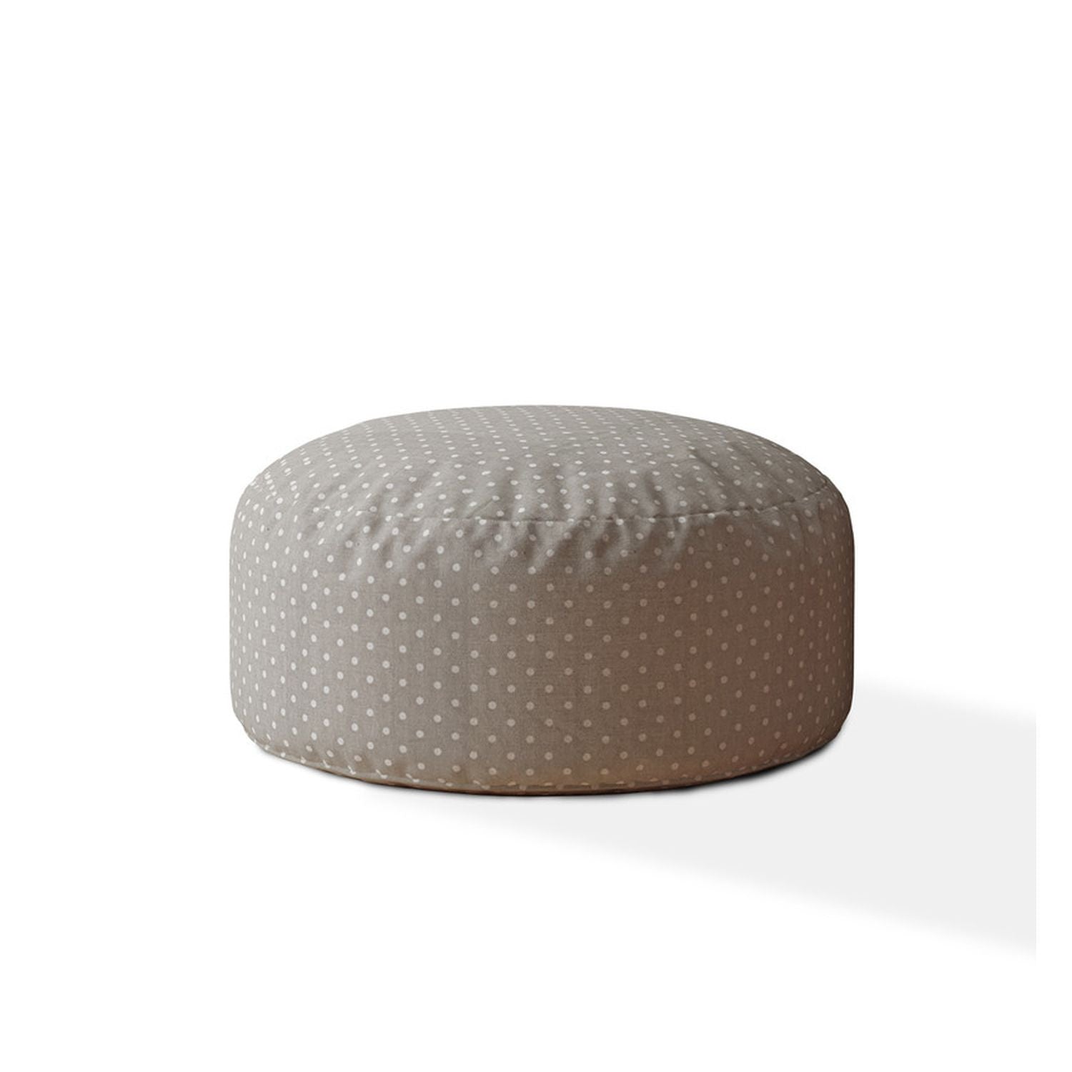 24" Gray Cotton Round Polka Dots Pouf Ottoman