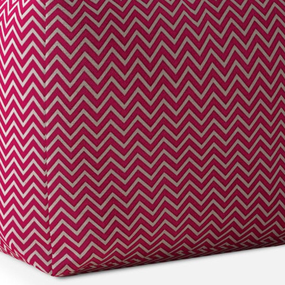 17" Pink Cotton Chevron Pouf Ottoman