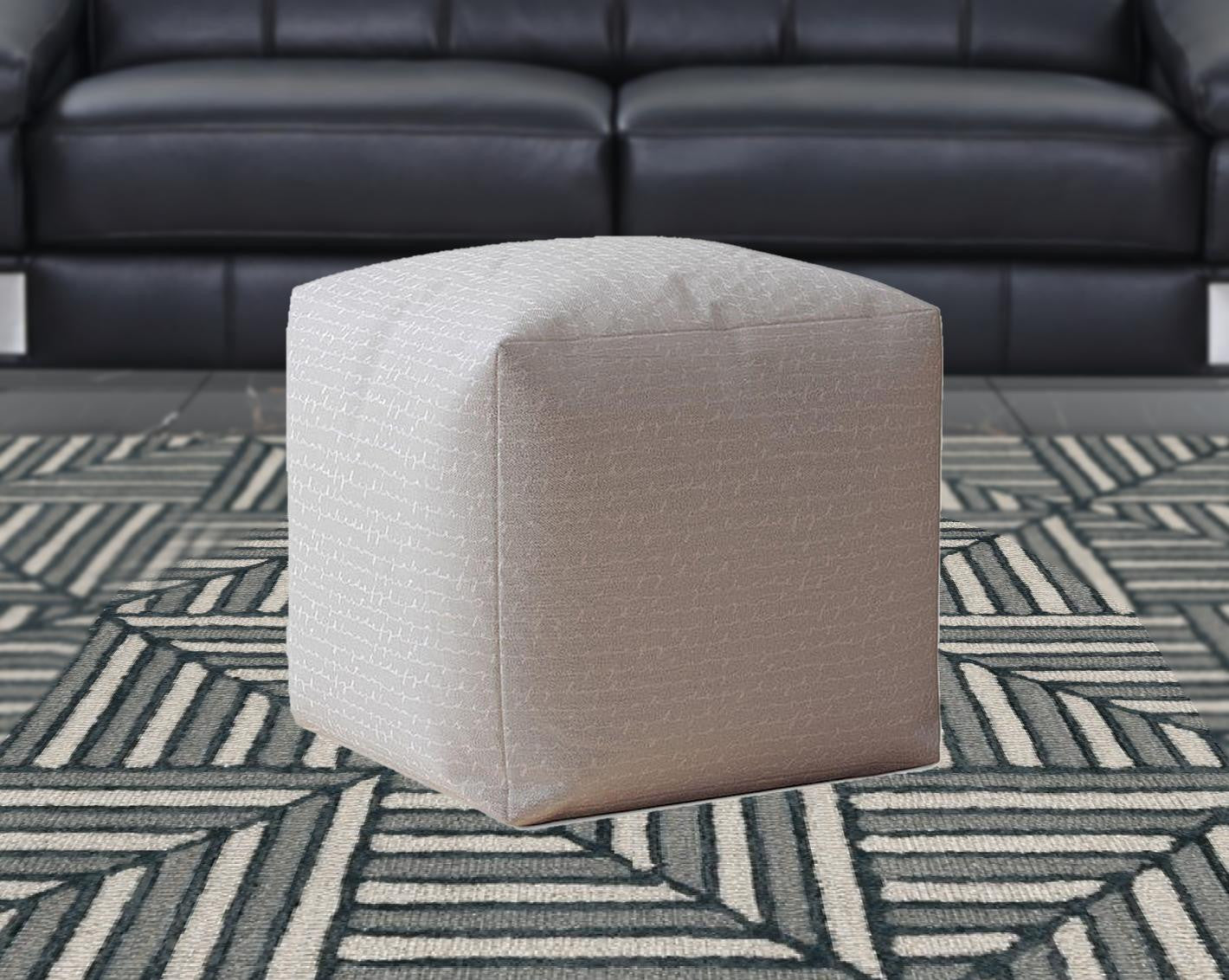 17" Gray Cotton Pouf Ottoman