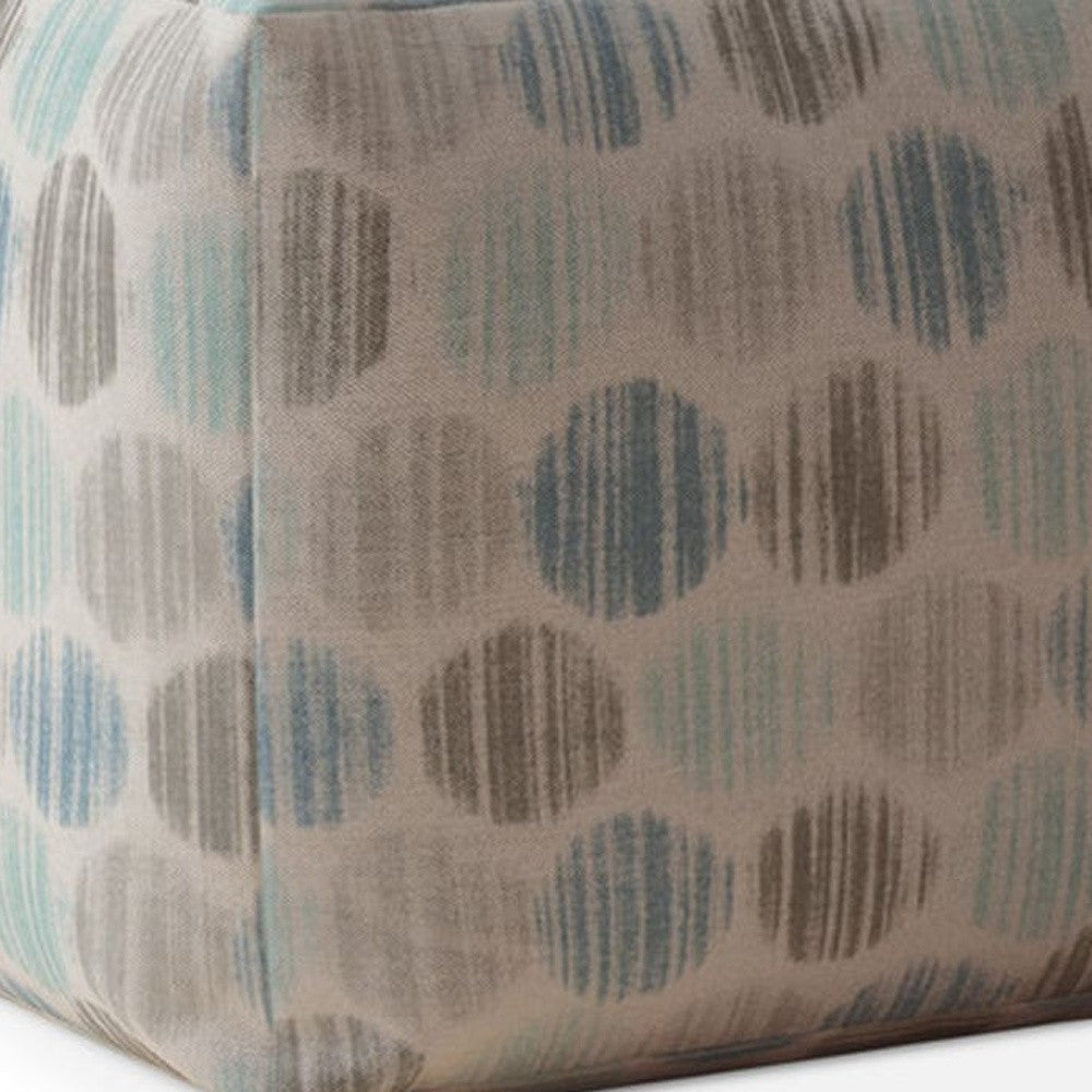 17" Blue Cotton Polka Dots Pouf Cover