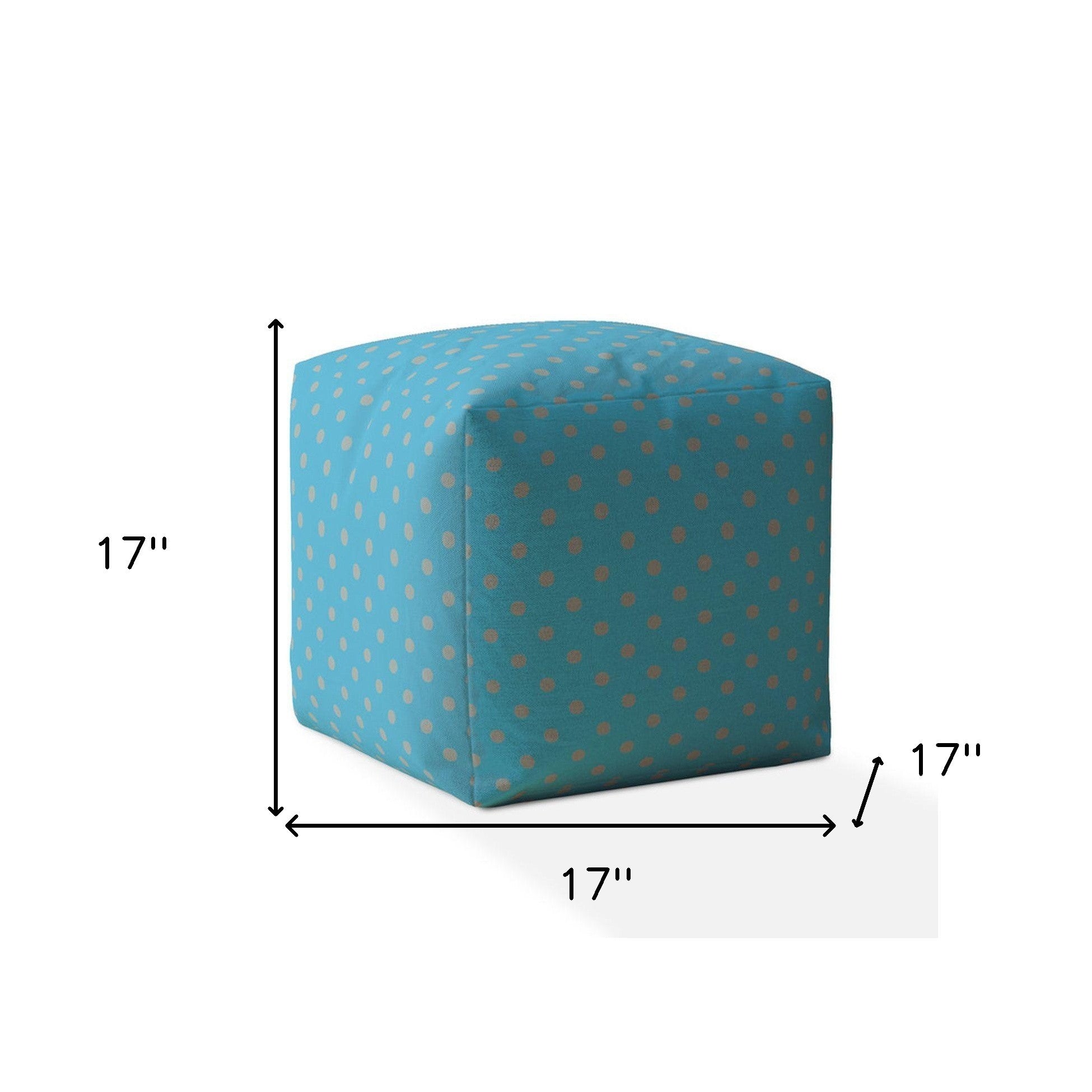 17" Blue And Gray Cotton Polka Dots Pouf Cover